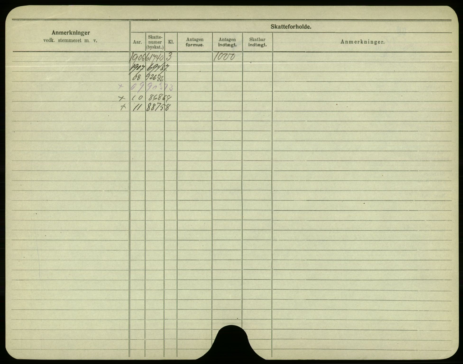 Oslo folkeregister, Registerkort, AV/SAO-A-11715/F/Fa/Fac/L0004: Menn, 1906-1914, p. 1000b