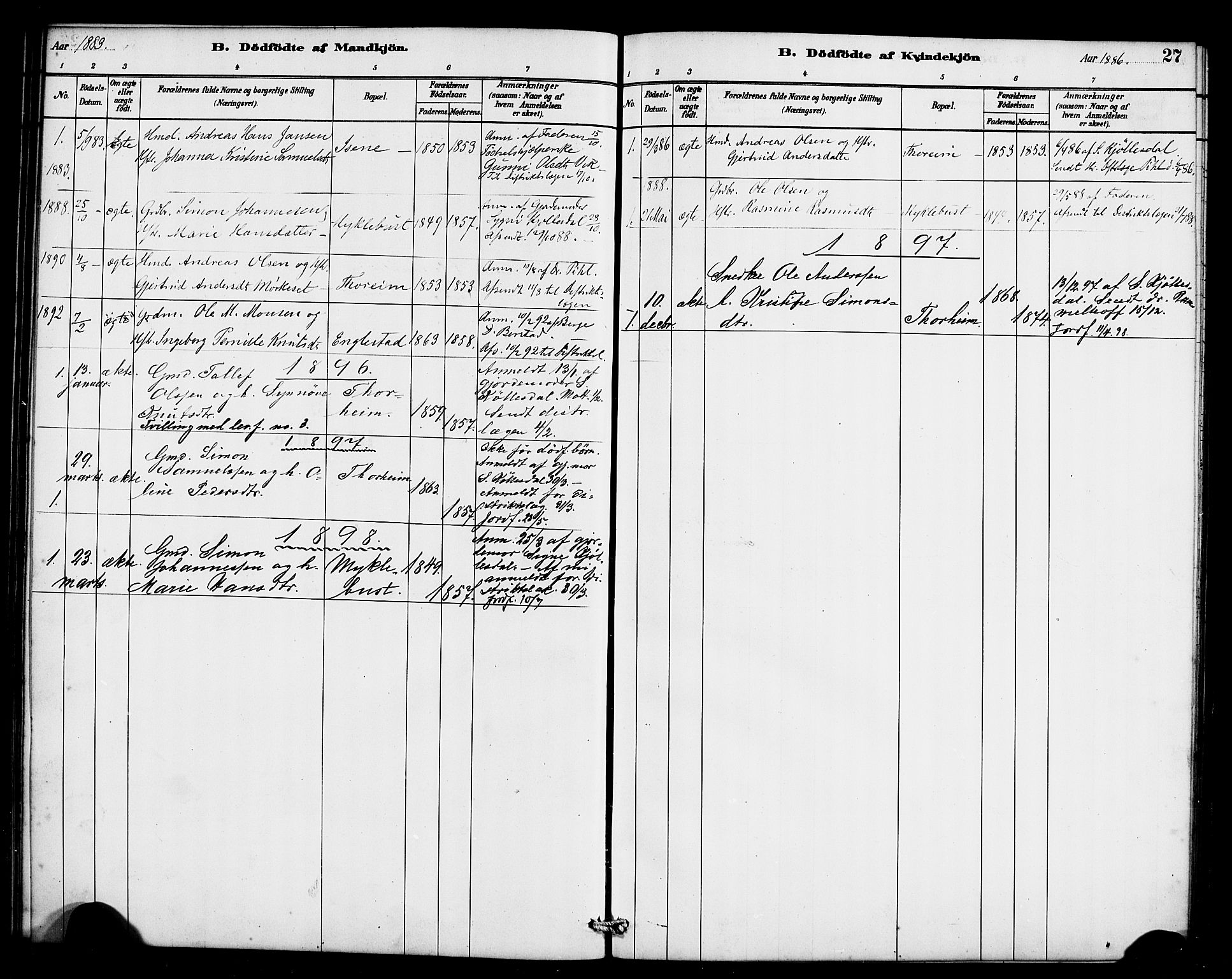 Davik sokneprestembete, AV/SAB-A-79701/H/Haa/Haae/L0001: Parish register (official) no. E 1, 1882-1900, p. 27