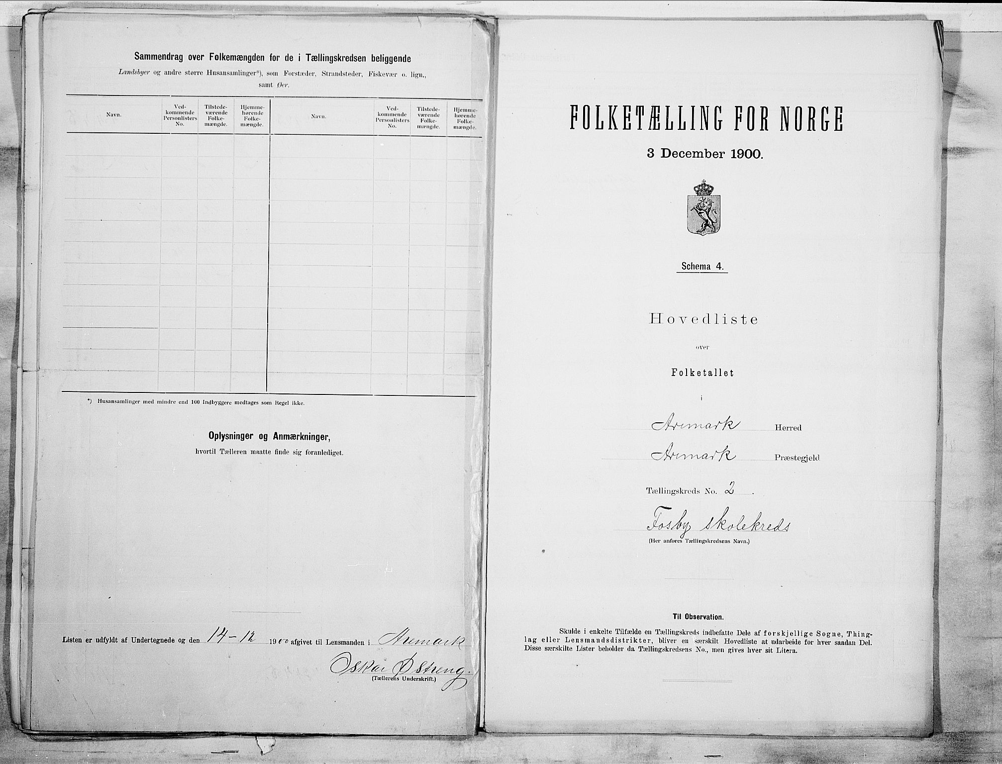 SAO, 1900 census for Aremark, 1900, p. 6