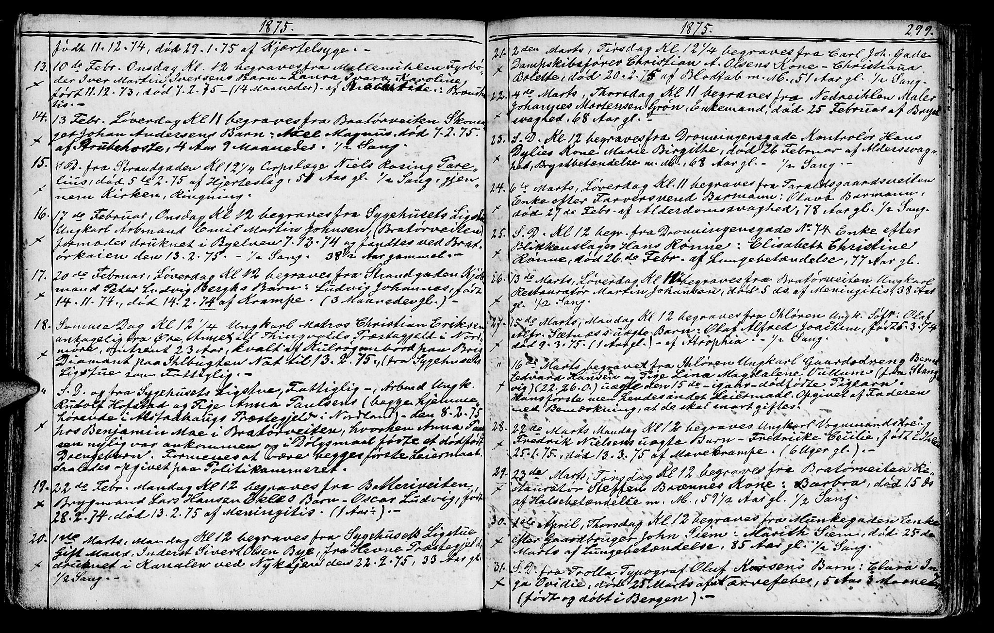 Ministerialprotokoller, klokkerbøker og fødselsregistre - Sør-Trøndelag, SAT/A-1456/602/L0142: Parish register (copy) no. 602C10, 1872-1894, p. 299