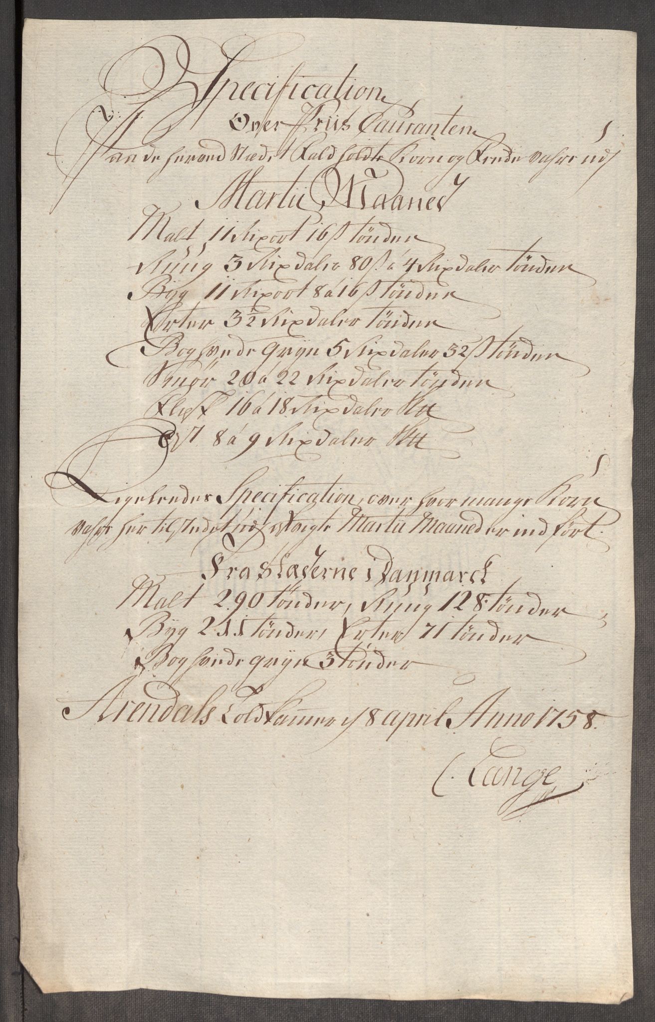 Rentekammeret inntil 1814, Realistisk ordnet avdeling, RA/EA-4070/Oe/L0006: [Ø1]: Priskuranter, 1758-1760, p. 256