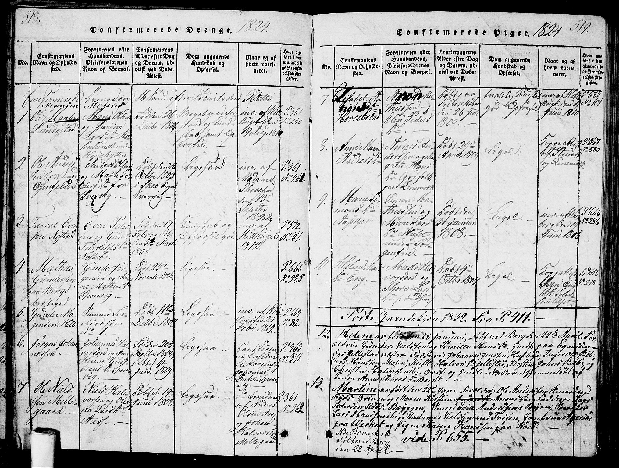 Berg prestekontor Kirkebøker, AV/SAO-A-10902/G/Ga/L0001: Parish register (copy) no. I 1, 1815-1832, p. 518-519