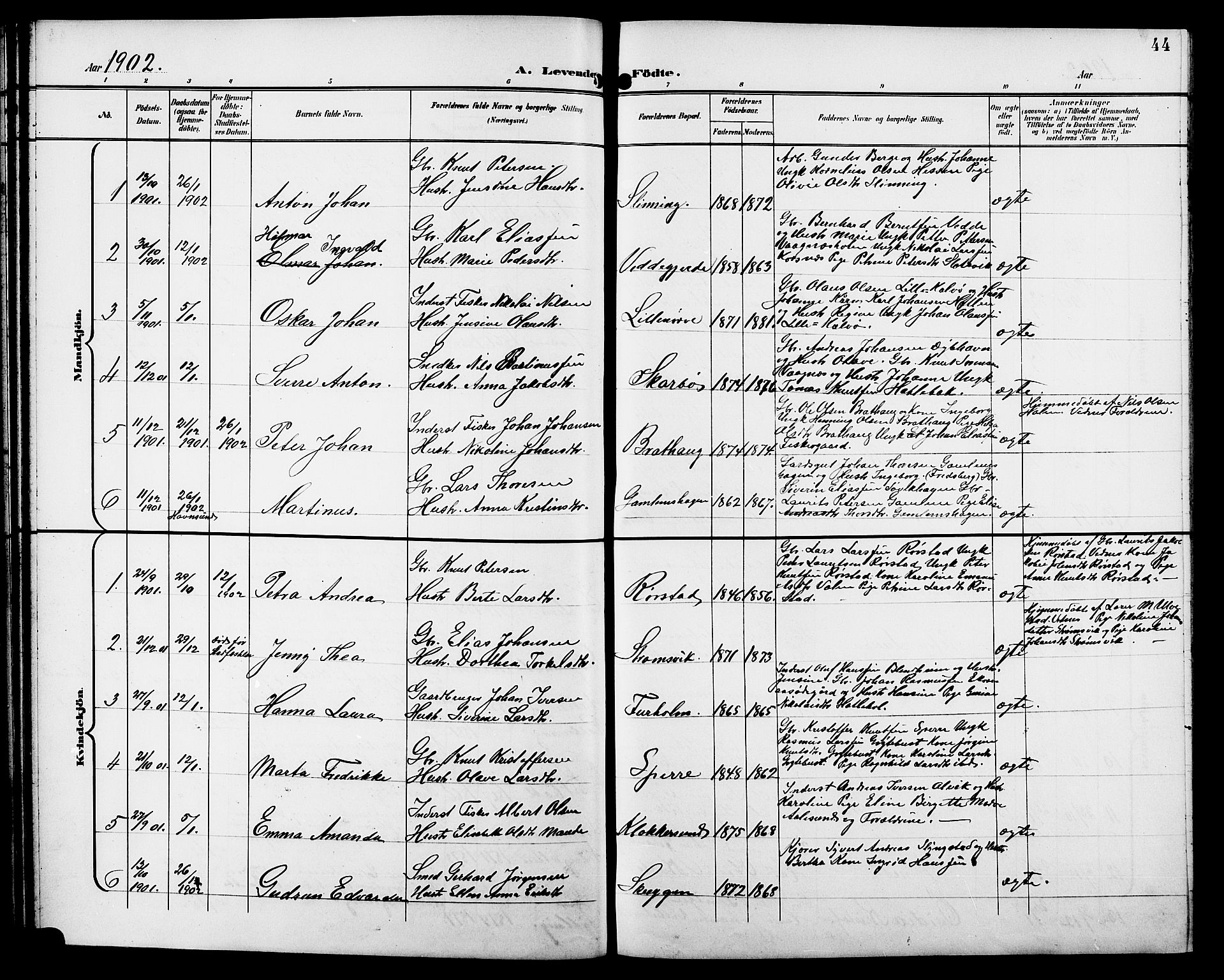 Ministerialprotokoller, klokkerbøker og fødselsregistre - Møre og Romsdal, SAT/A-1454/528/L0432: Parish register (copy) no. 528C13, 1898-1918, p. 44