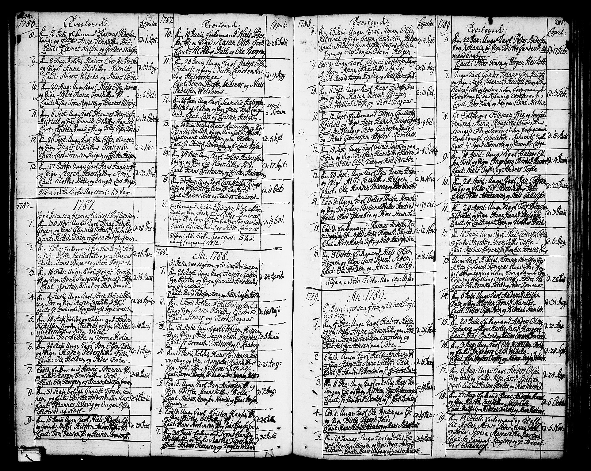 Holla kirkebøker, AV/SAKO-A-272/F/Fa/L0002: Parish register (official) no. 2, 1779-1814, p. 204-205