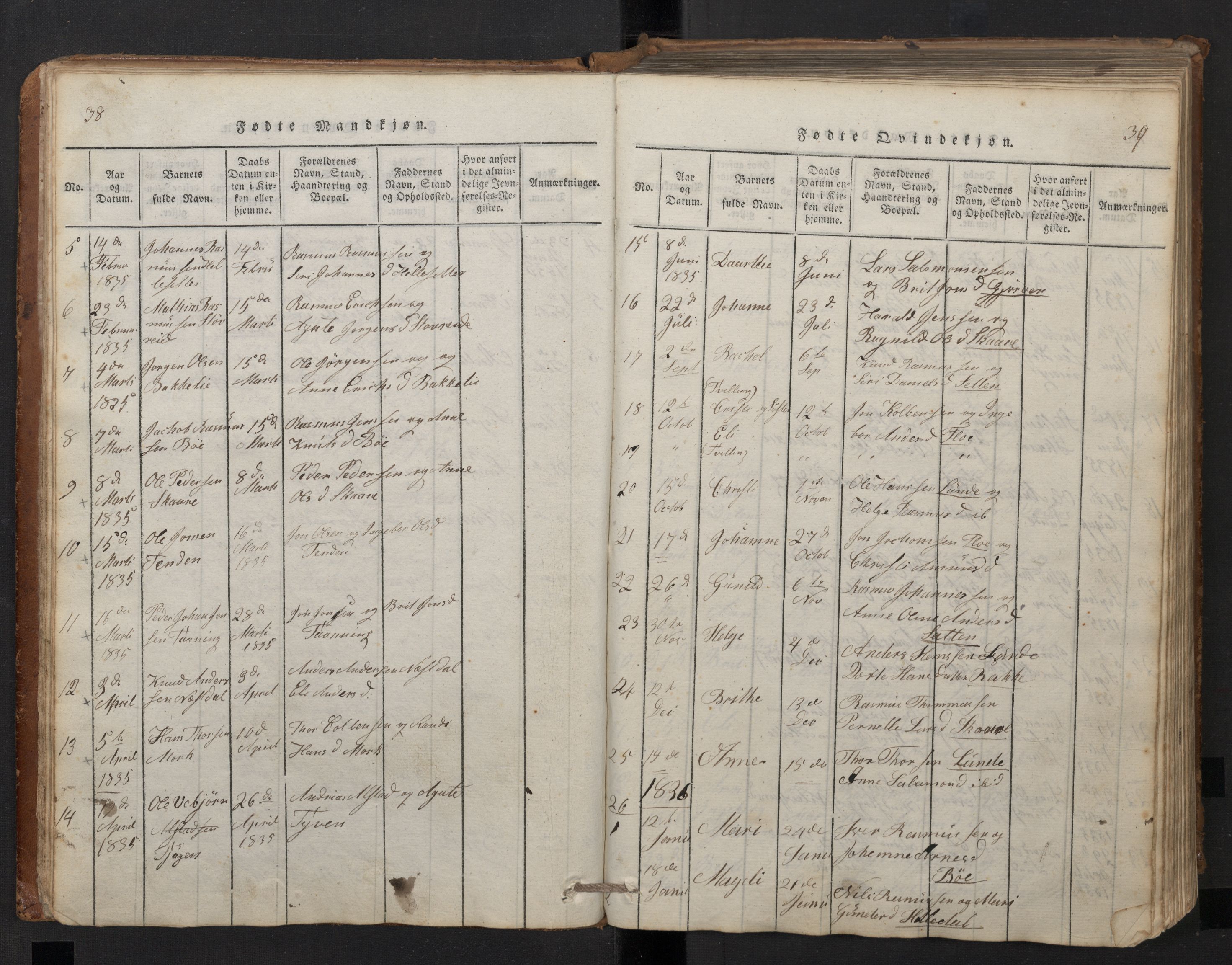 Stryn Sokneprestembete, AV/SAB-A-82501: Parish register (copy) no. A 1, 1816-1844, p. 38-39