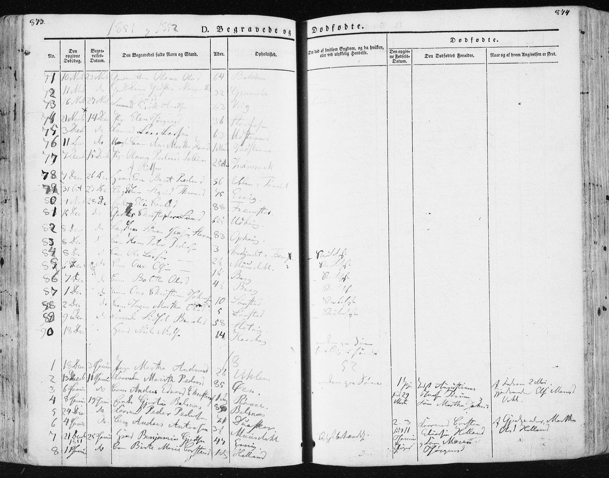 Ministerialprotokoller, klokkerbøker og fødselsregistre - Sør-Trøndelag, SAT/A-1456/659/L0736: Parish register (official) no. 659A06, 1842-1856, p. 873-874