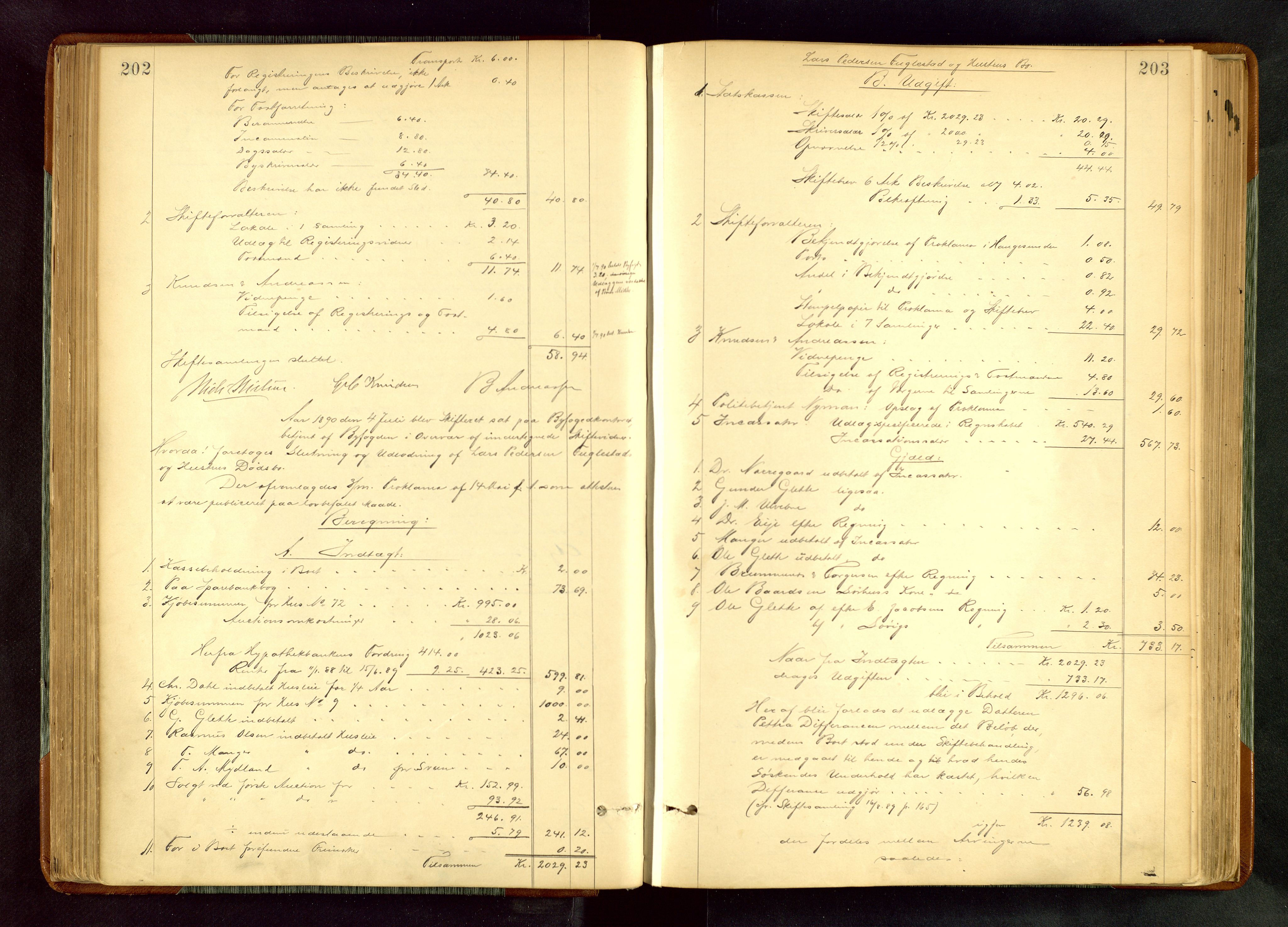 Haugesund tingrett, AV/SAST-A-101415/01/IV/IVA/L0005: Skifteprotokoll med register, 1887-1900, p. 202-203