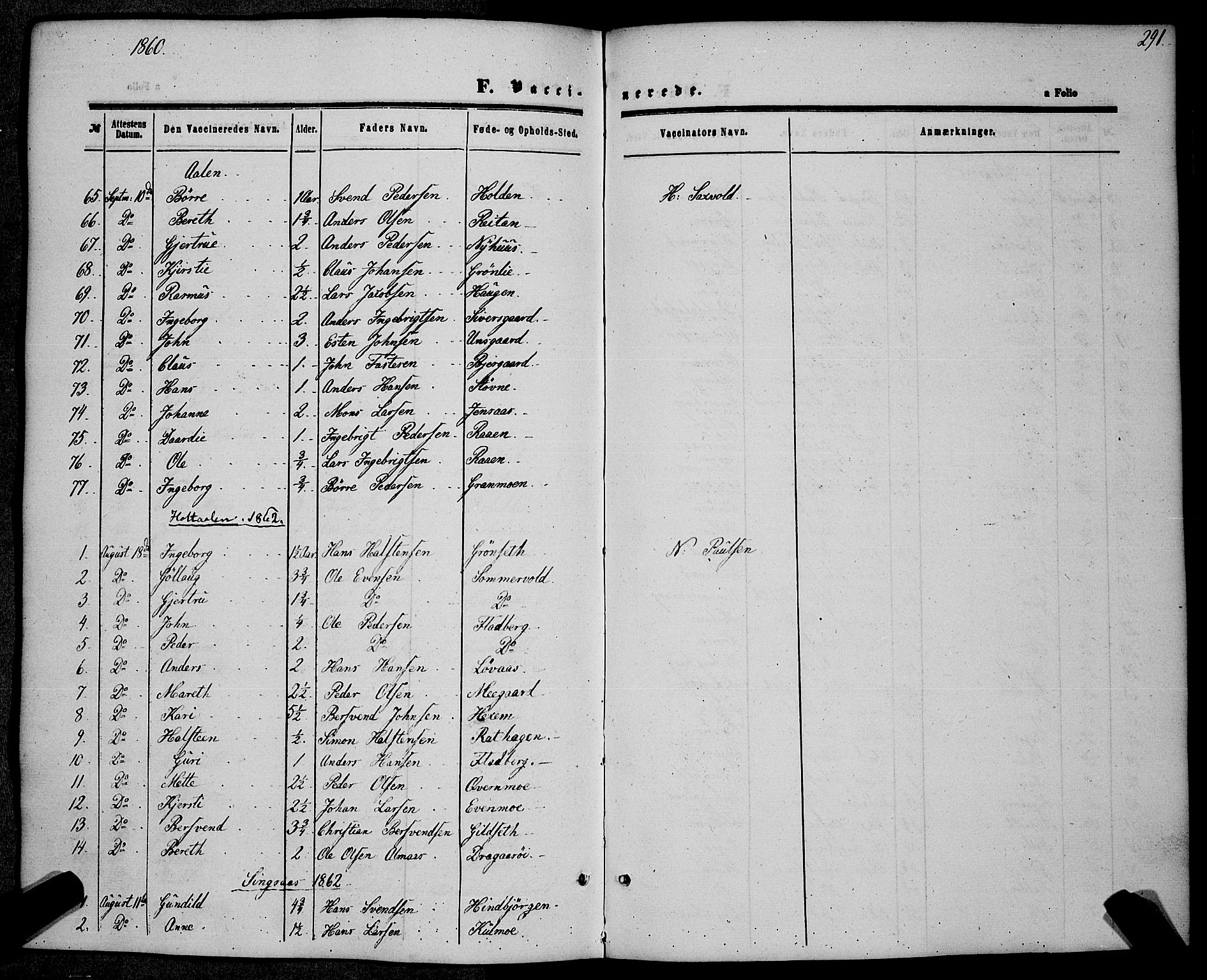 Ministerialprotokoller, klokkerbøker og fødselsregistre - Sør-Trøndelag, AV/SAT-A-1456/685/L0966: Parish register (official) no. 685A07 /1, 1860-1869, p. 291