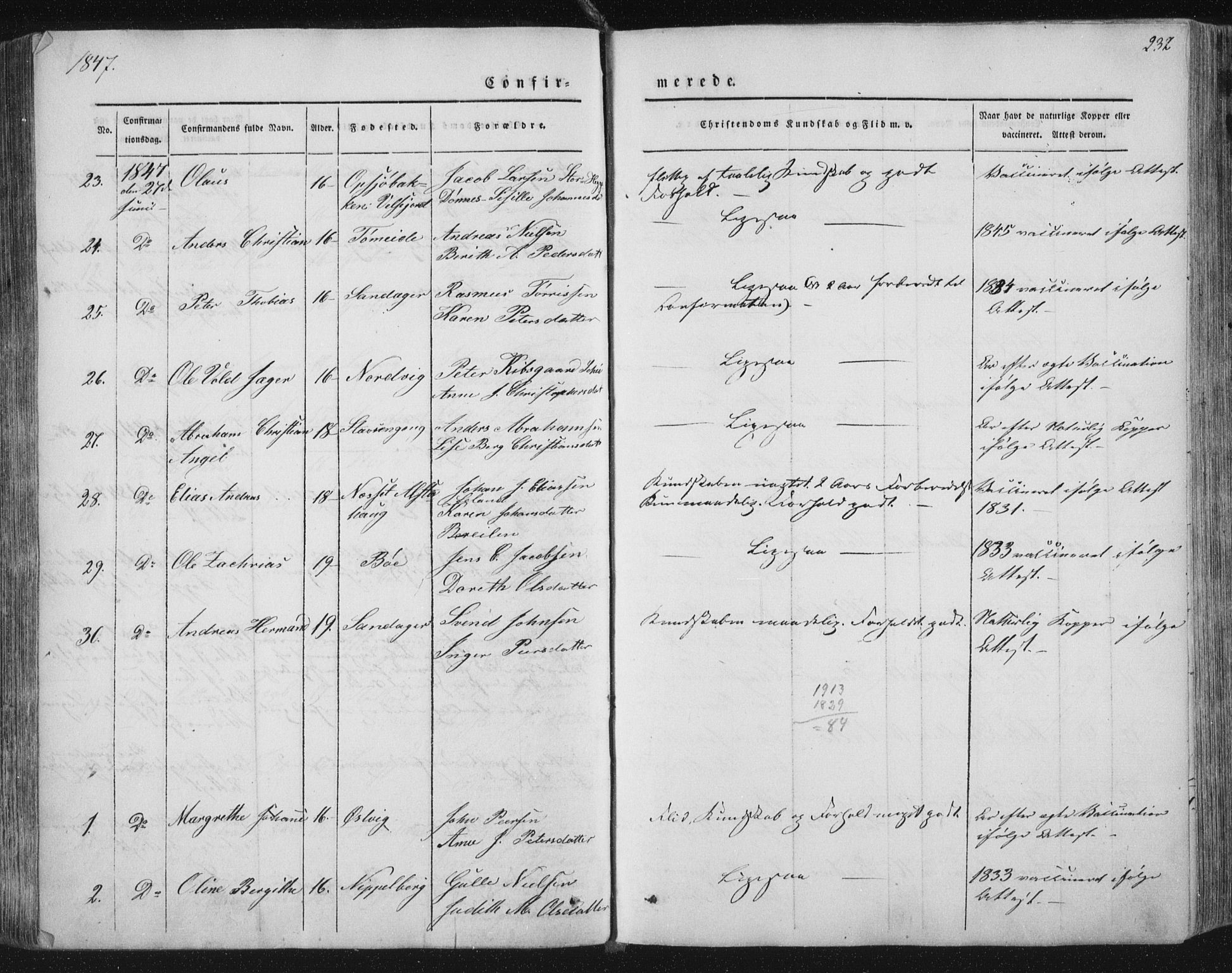 Ministerialprotokoller, klokkerbøker og fødselsregistre - Nordland, AV/SAT-A-1459/838/L0549: Parish register (official) no. 838A07, 1840-1854, p. 232