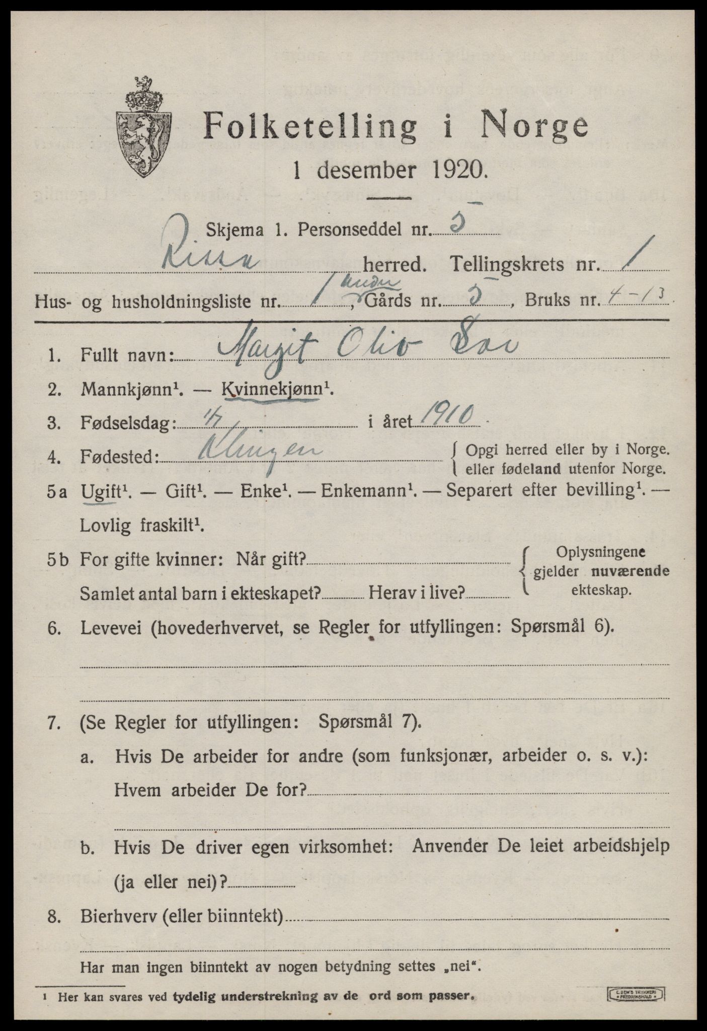 SAT, 1920 census for Rissa, 1920, p. 1079