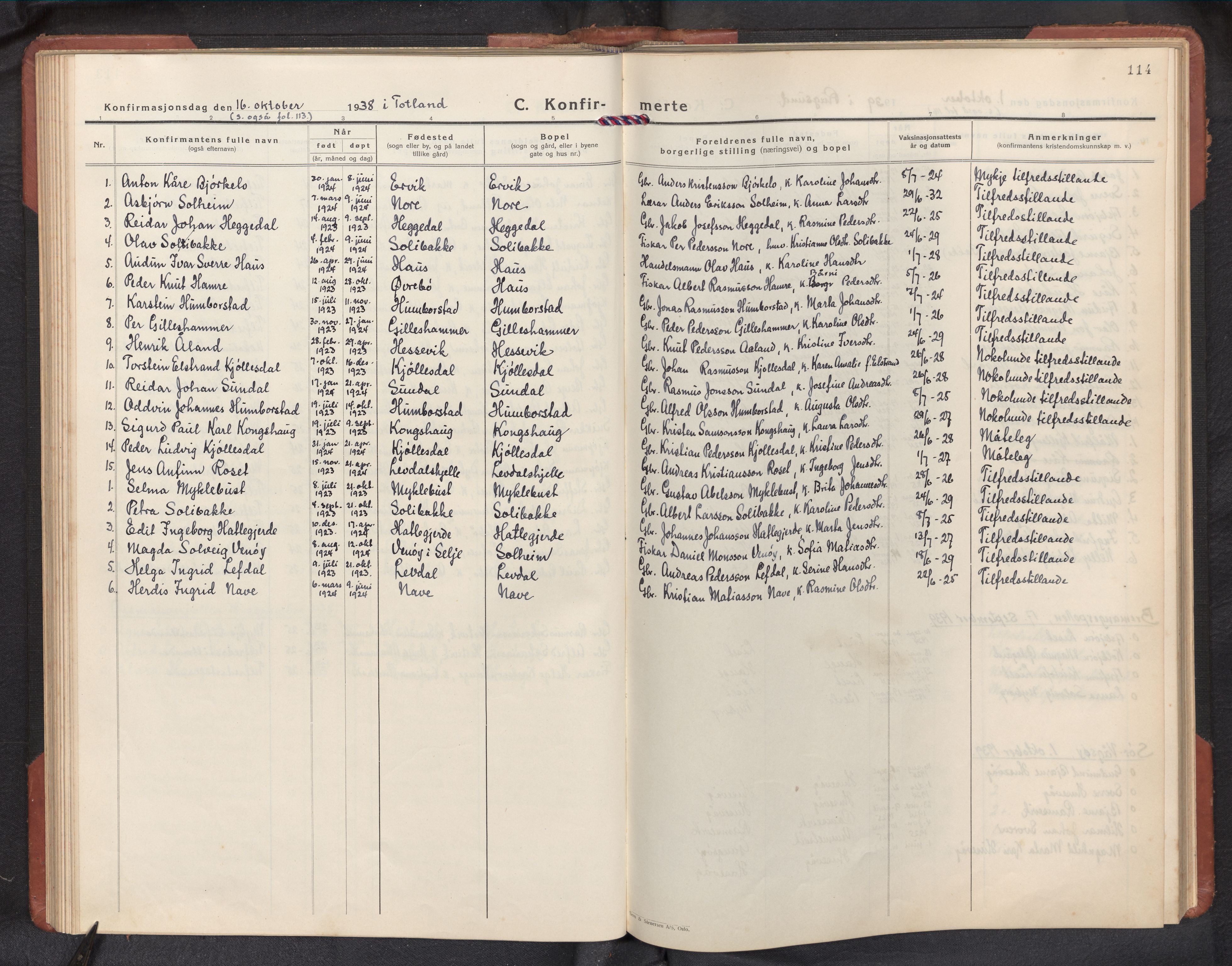 Davik sokneprestembete, AV/SAB-A-79701/H/Hab/Habc/L0004: Parish register (copy) no. C 4, 1930-1952, p. 113b-114a