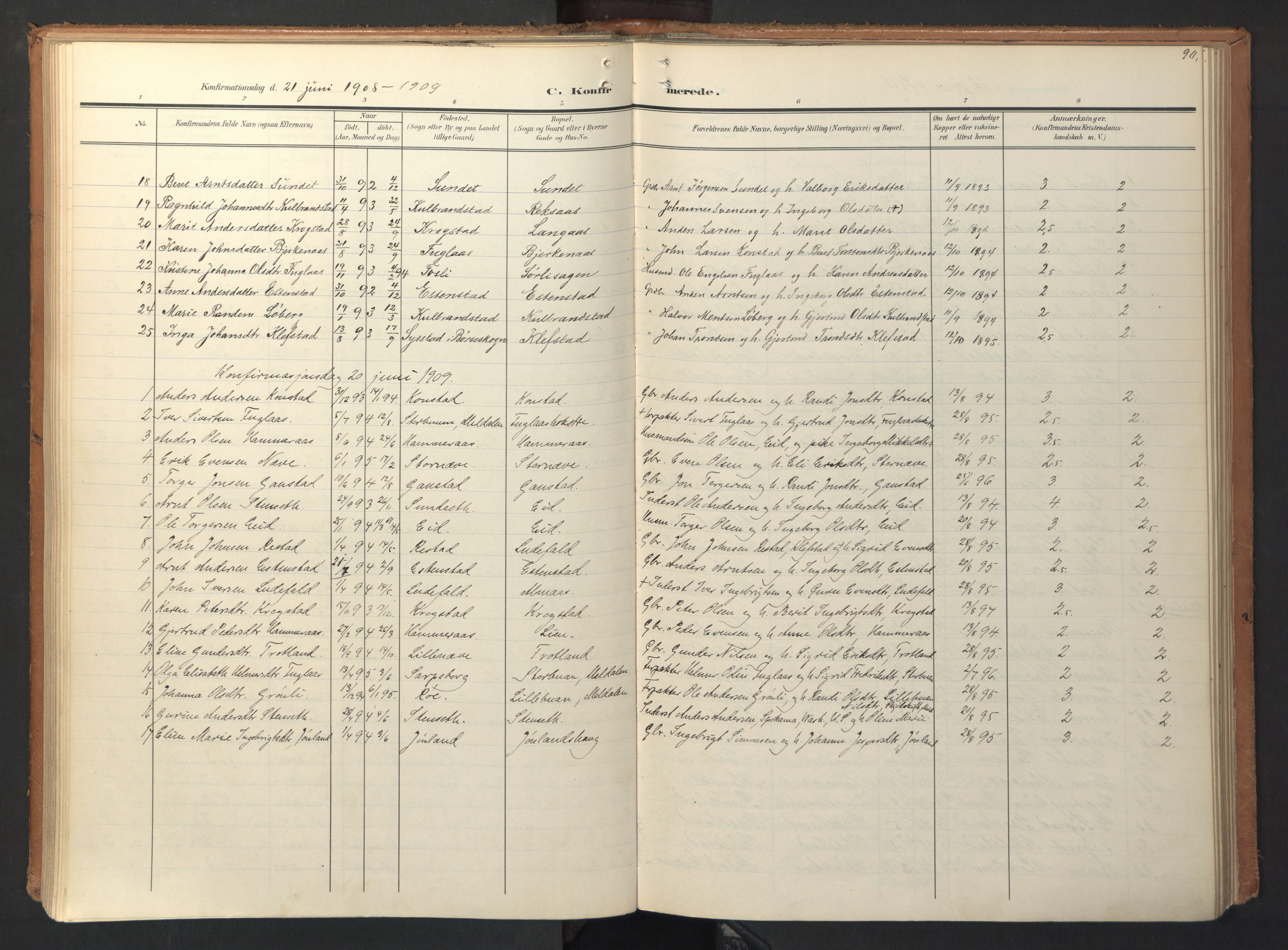 Ministerialprotokoller, klokkerbøker og fødselsregistre - Sør-Trøndelag, SAT/A-1456/694/L1128: Parish register (official) no. 694A02, 1906-1931, p. 90