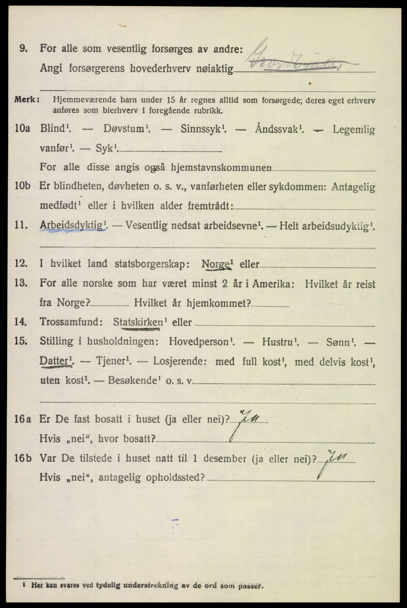 SAH, 1920 census for Vestre Toten, 1920, p. 11103