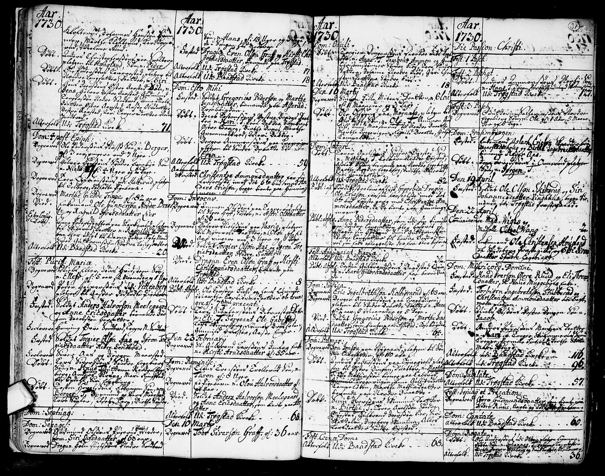 Trøgstad prestekontor Kirkebøker, SAO/A-10925/F/Fa/L0003: Parish register (official) no. I 3, 1721-1749, p. 31
