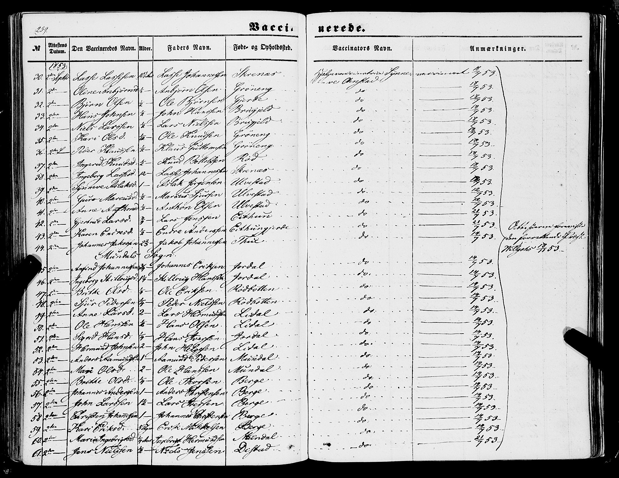 Balestrand sokneprestembete, AV/SAB-A-79601/H/Haa/Haaa/L0002: Parish register (official) no. A 2, 1847-1866, p. 259