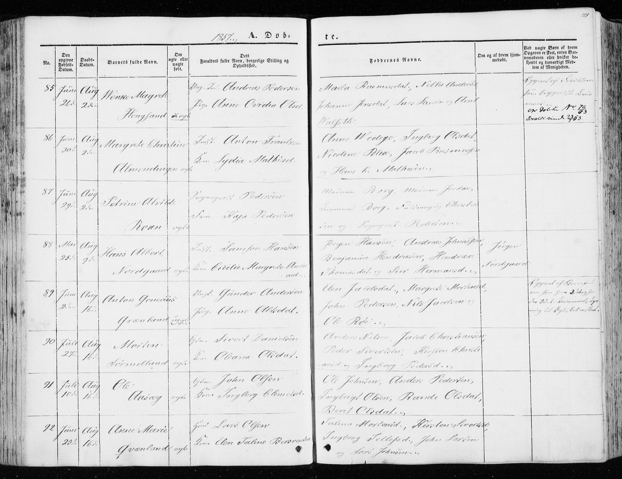 Ministerialprotokoller, klokkerbøker og fødselsregistre - Sør-Trøndelag, AV/SAT-A-1456/657/L0704: Parish register (official) no. 657A05, 1846-1857, p. 121