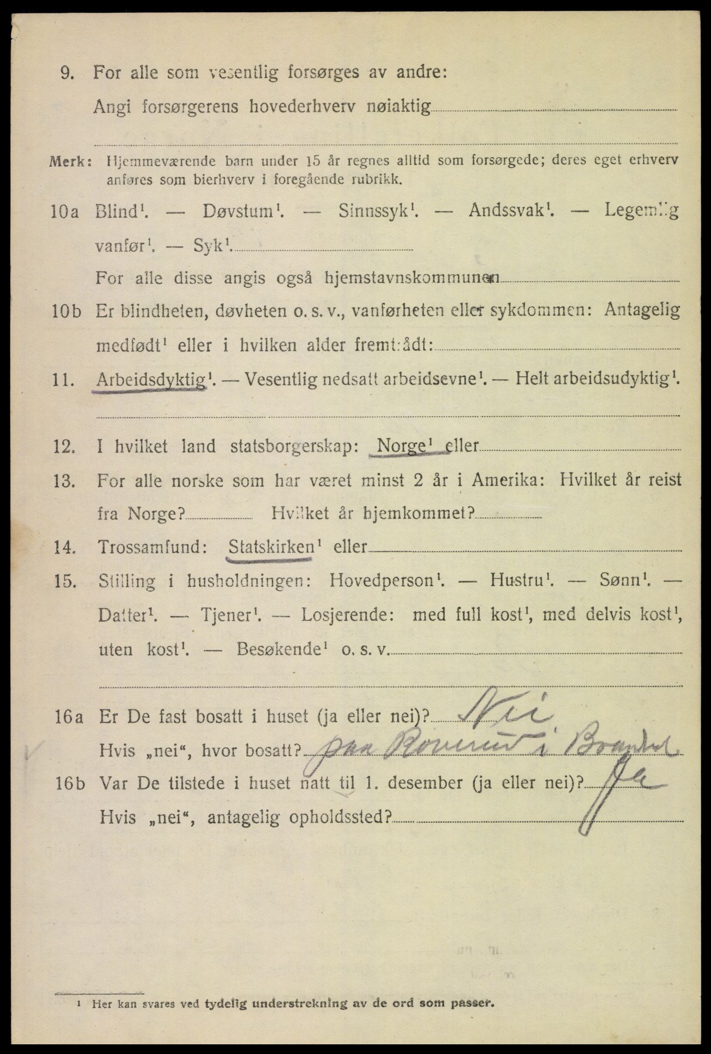 SAH, 1920 census for Brandval, 1920, p. 2043