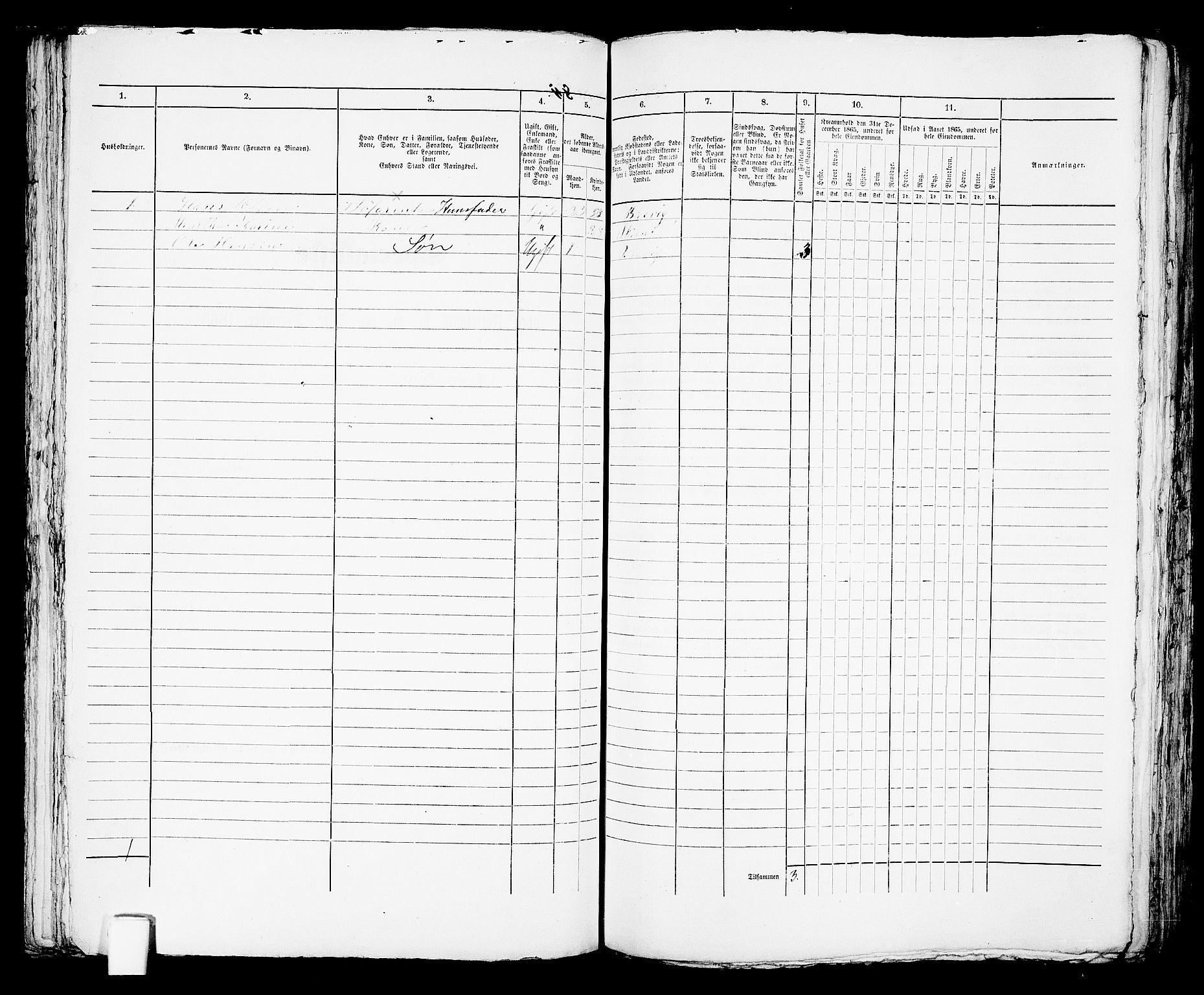 RA, 1865 census for Brevik, 1865, p. 537