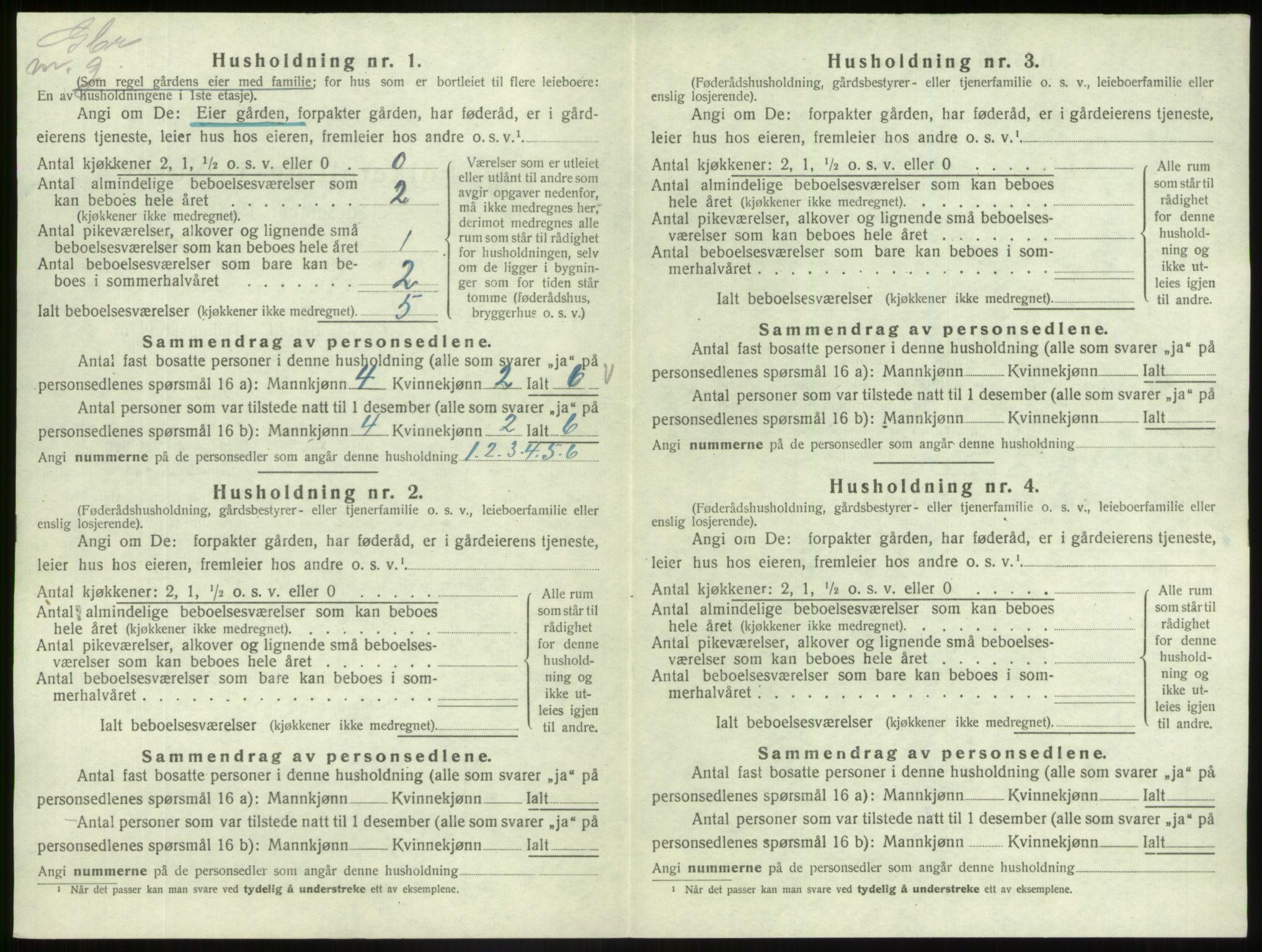 SAB, 1920 census for Fjaler, 1920, p. 587