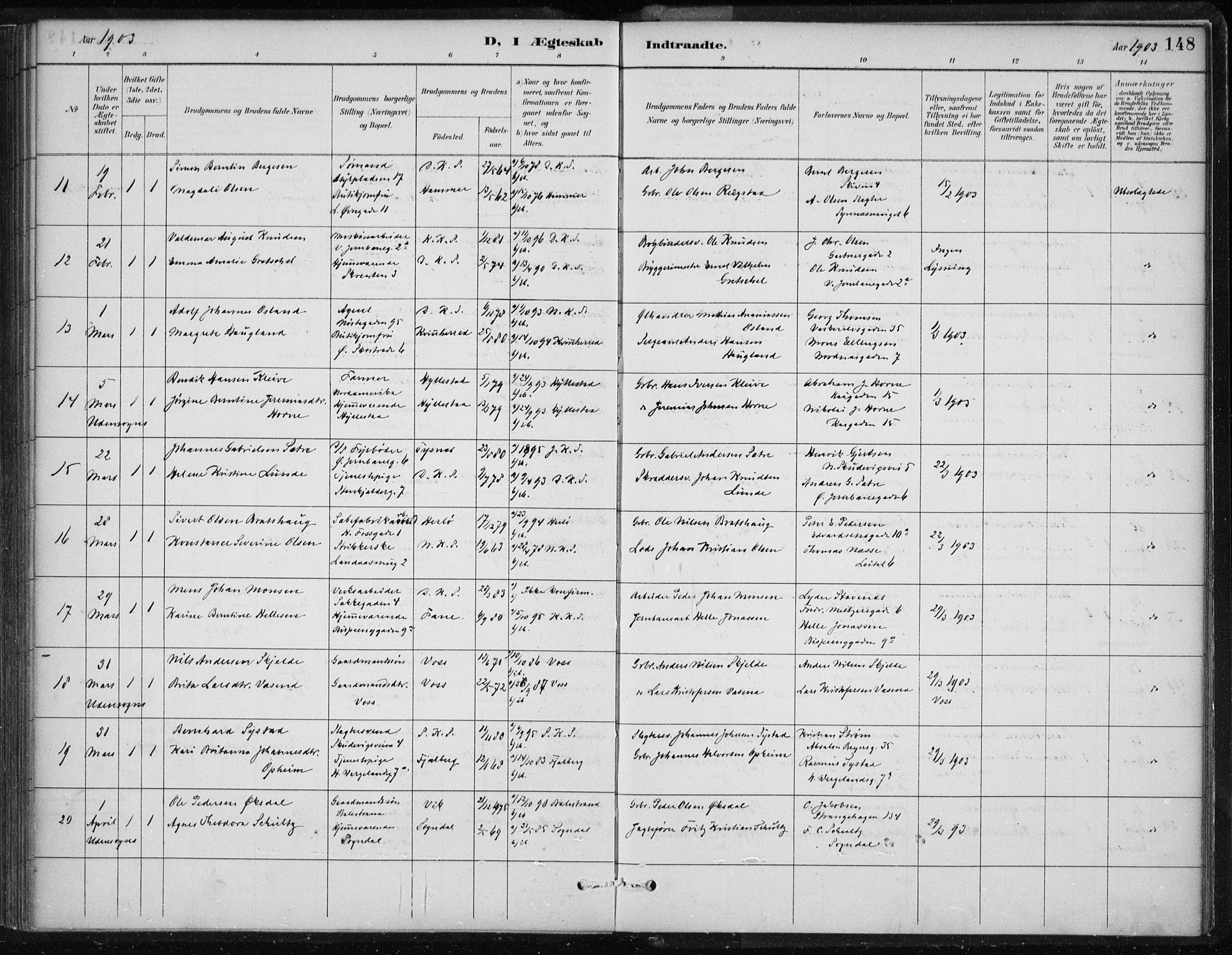 Korskirken sokneprestembete, SAB/A-76101/H/Hab: Parish register (copy) no. D 3, 1887-1906, p. 148