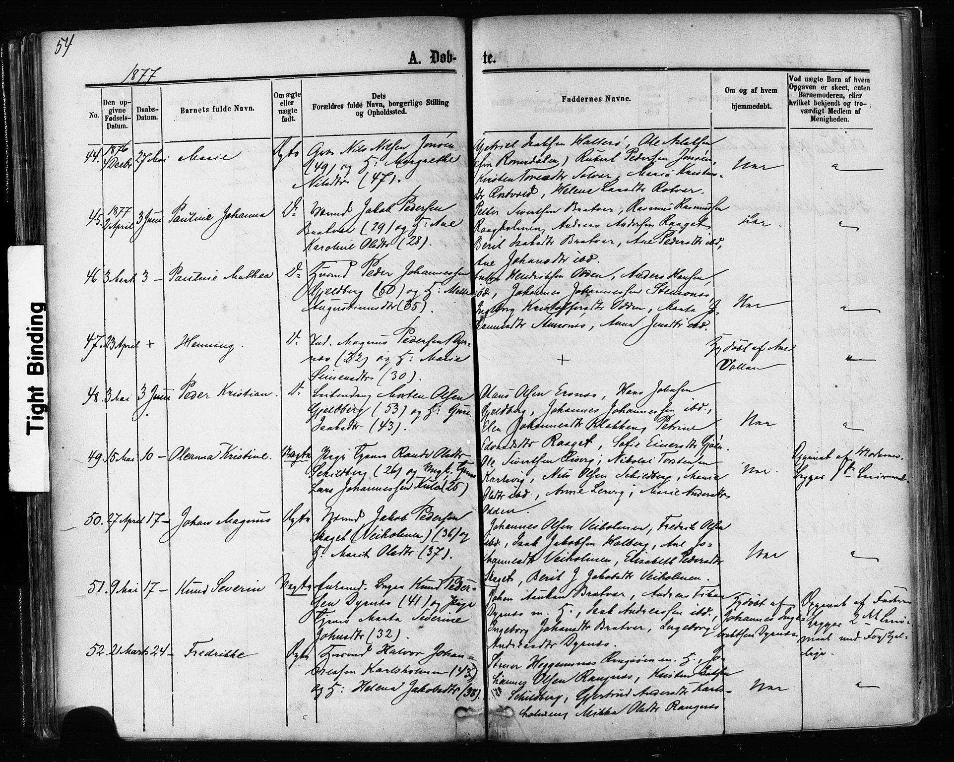 Ministerialprotokoller, klokkerbøker og fødselsregistre - Møre og Romsdal, SAT/A-1454/581/L0938: Parish register (official) no. 581A06, 1873-1879, p. 54