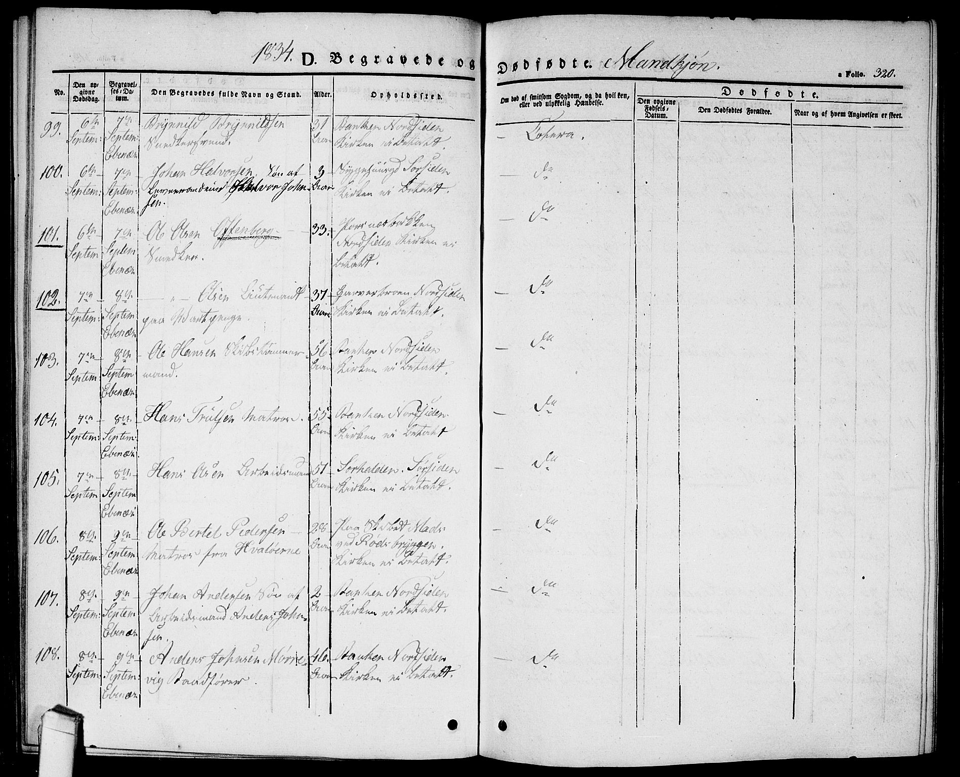 Halden prestekontor Kirkebøker, AV/SAO-A-10909/G/Ga/L0003: Parish register (copy) no. 3, 1834-1844, p. 320