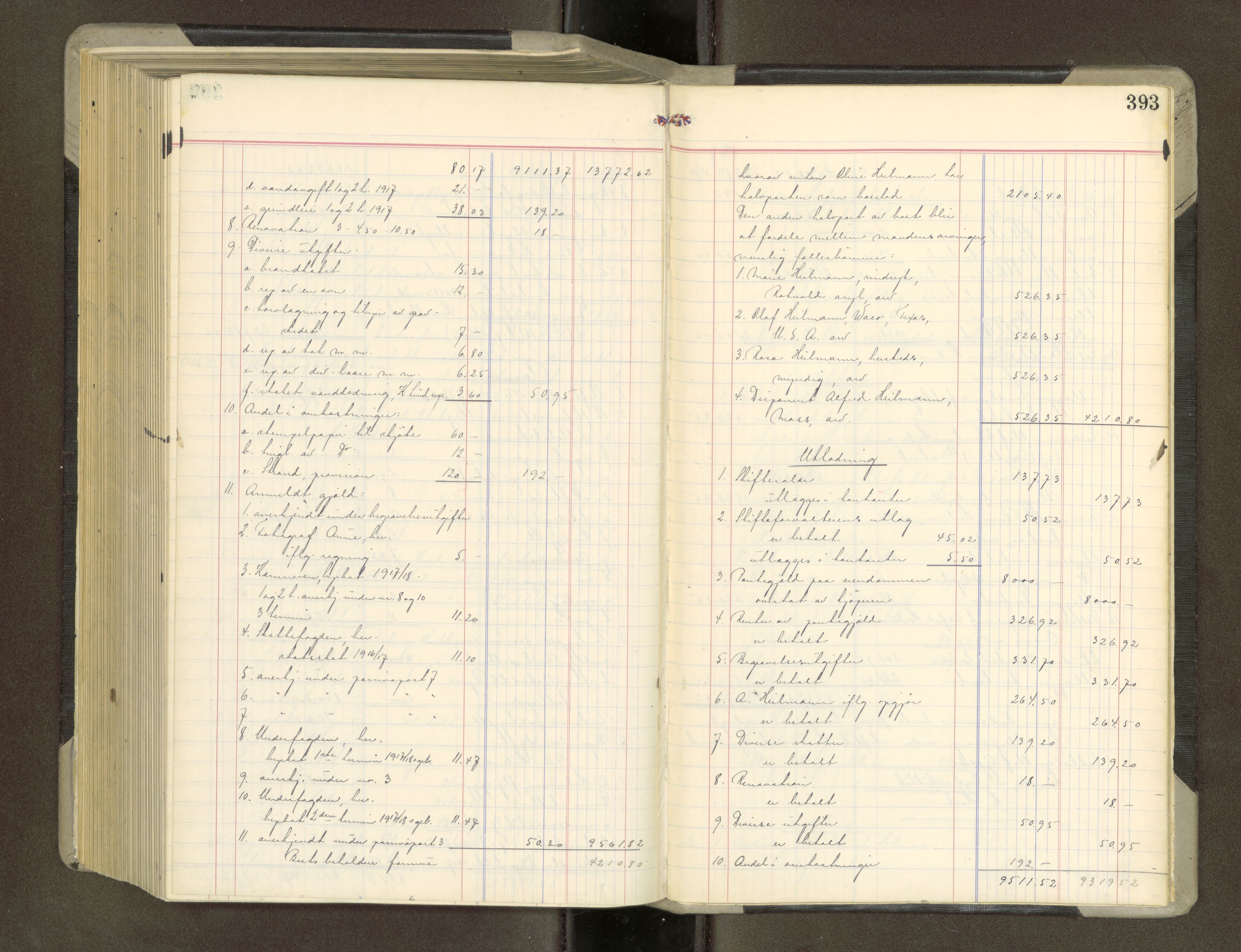 Trondheim byfogd, AV/SAT-A-0003/1/3/3A/L0042: Skifteutlodningsprotokoll - 10/2-5/7. (m/ register), 1916-1918, p. 393