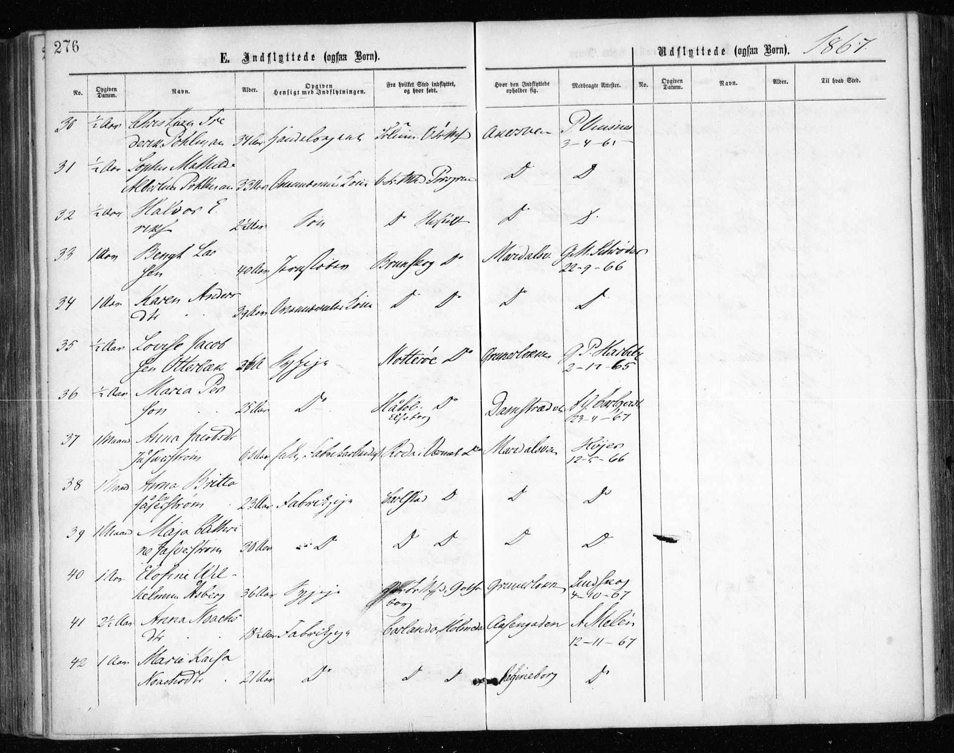 Gamle Aker prestekontor Kirkebøker, AV/SAO-A-10617a/F/L0003: Parish register (official) no. 3, 1865-1873, p. 276