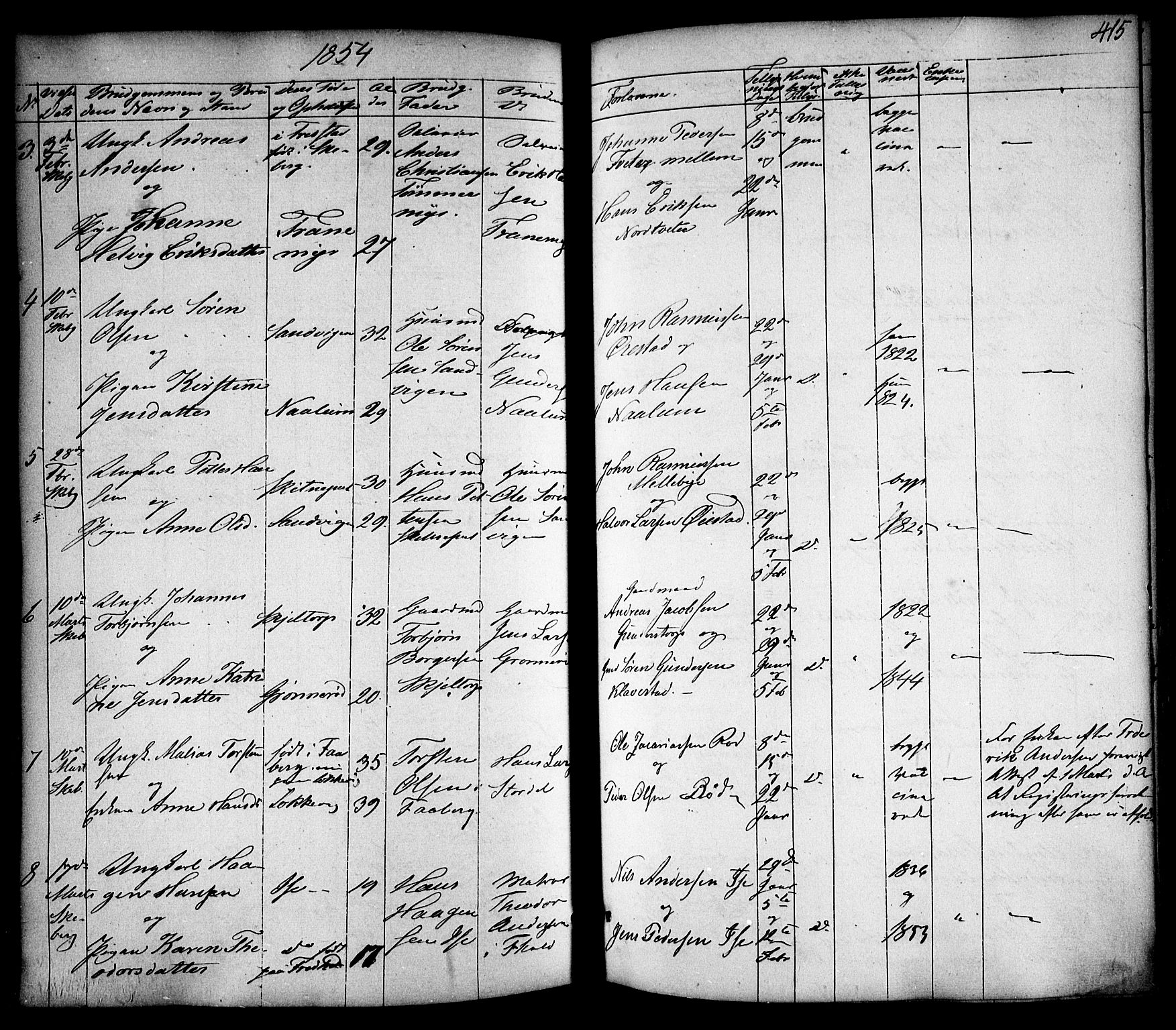 Skjeberg prestekontor Kirkebøker, SAO/A-10923/F/Fa/L0006: Parish register (official) no. I 6, 1846-1858, p. 415