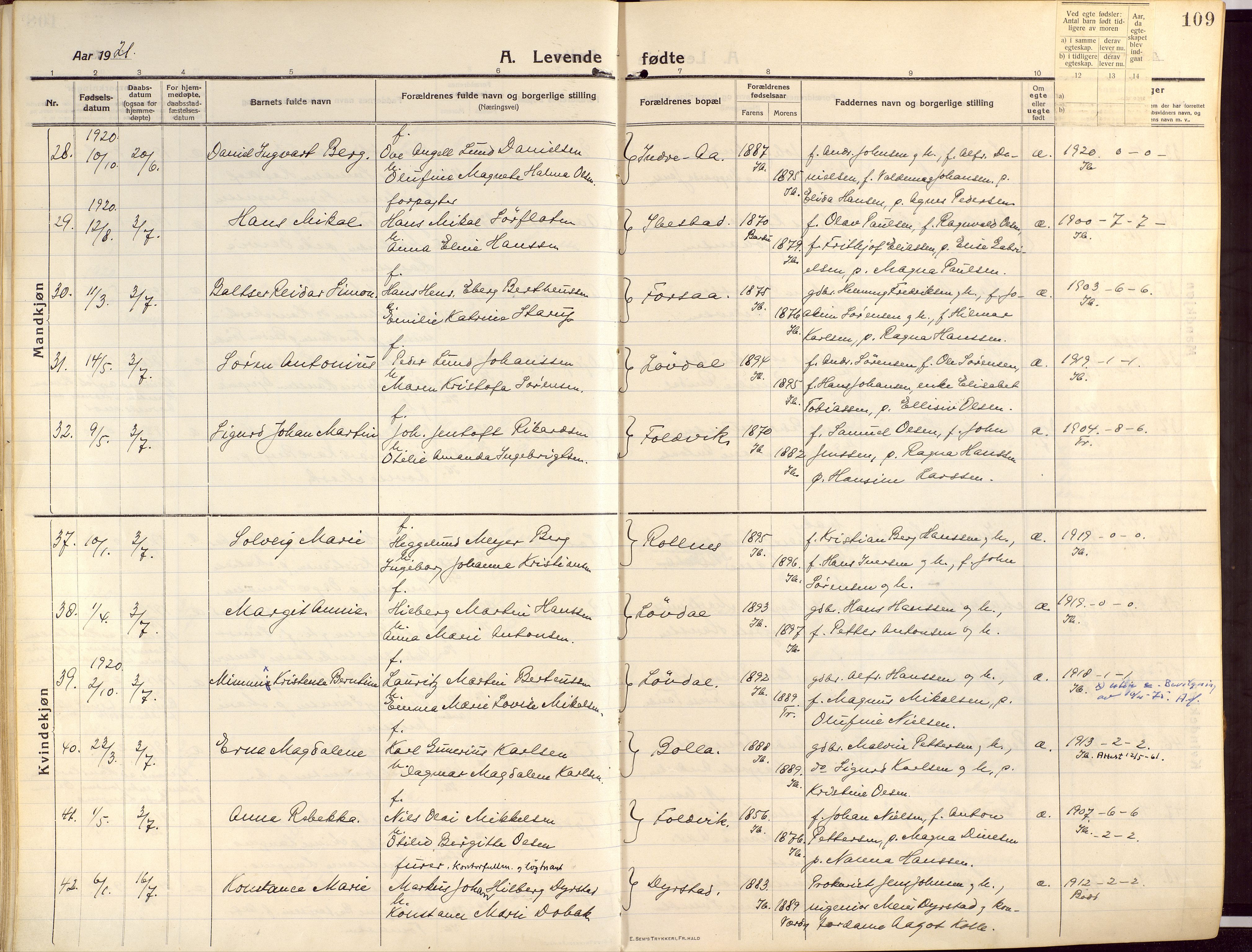 Ibestad sokneprestembete, SATØ/S-0077/H/Ha/Haa/L0018kirke: Parish register (official) no. 18, 1915-1929, p. 109