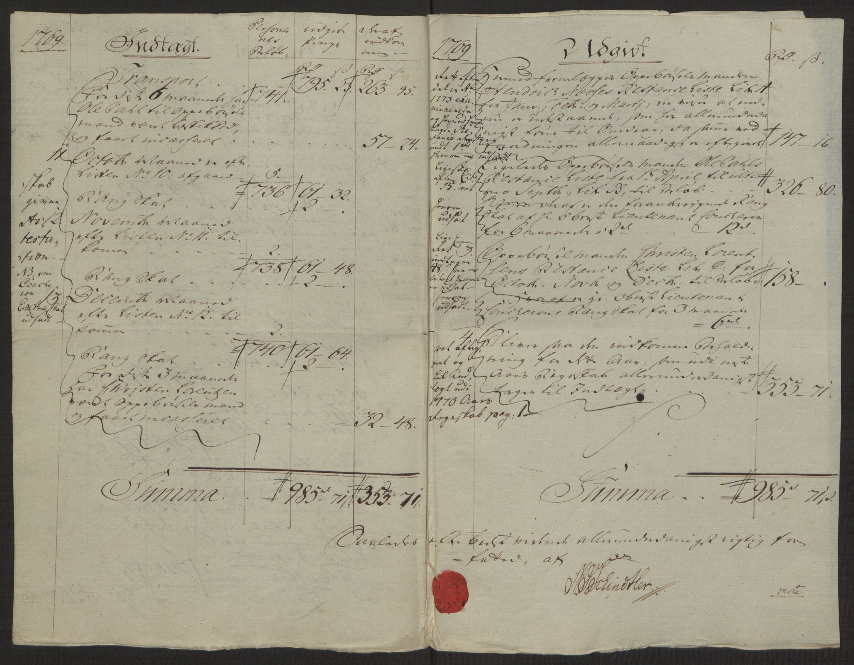 Rentekammeret inntil 1814, Reviderte regnskaper, Byregnskaper, AV/RA-EA-4066/R/Rh/L0162/0001: [H4] Kontribusjonsregnskap / Ekstraskatt, Tønsberg, 1762-1772, p. 353