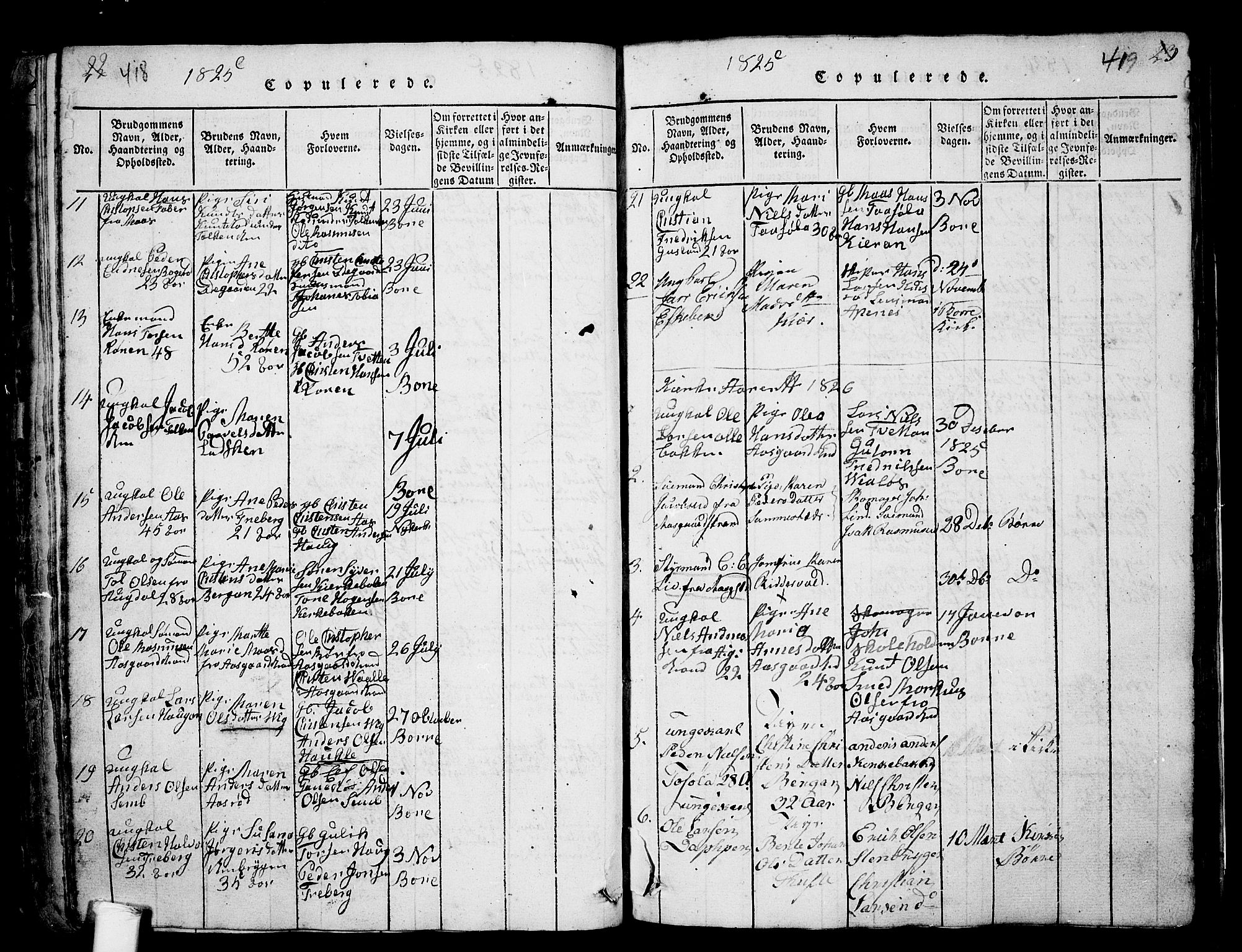 Borre kirkebøker, SAKO/A-338/G/Ga/L0001: Parish register (copy) no. I 1, 1815-1851, p. 418-419