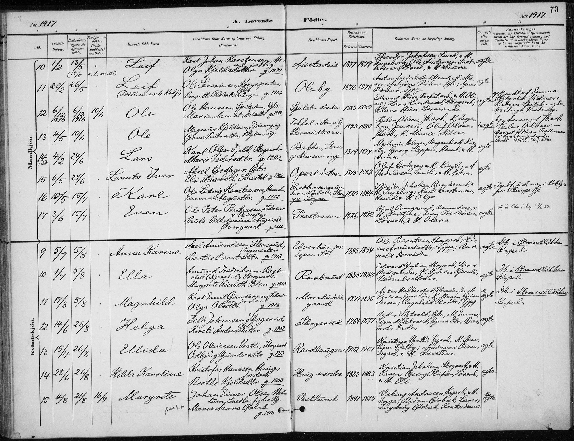 Stange prestekontor, SAH/PREST-002/K/L0023: Parish register (official) no. 23, 1897-1920, p. 73