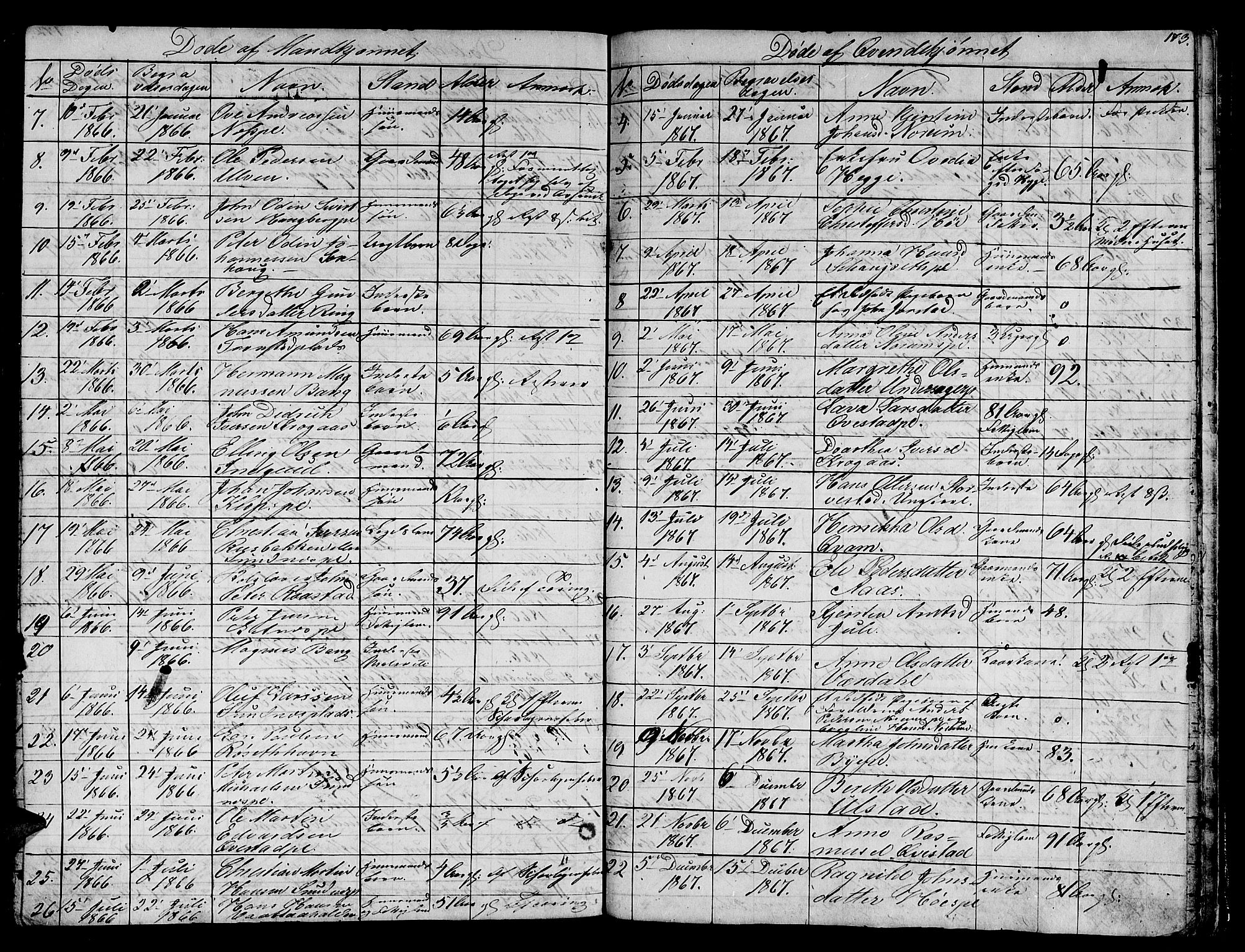 Ministerialprotokoller, klokkerbøker og fødselsregistre - Nord-Trøndelag, SAT/A-1458/730/L0299: Parish register (copy) no. 730C02, 1849-1871, p. 173