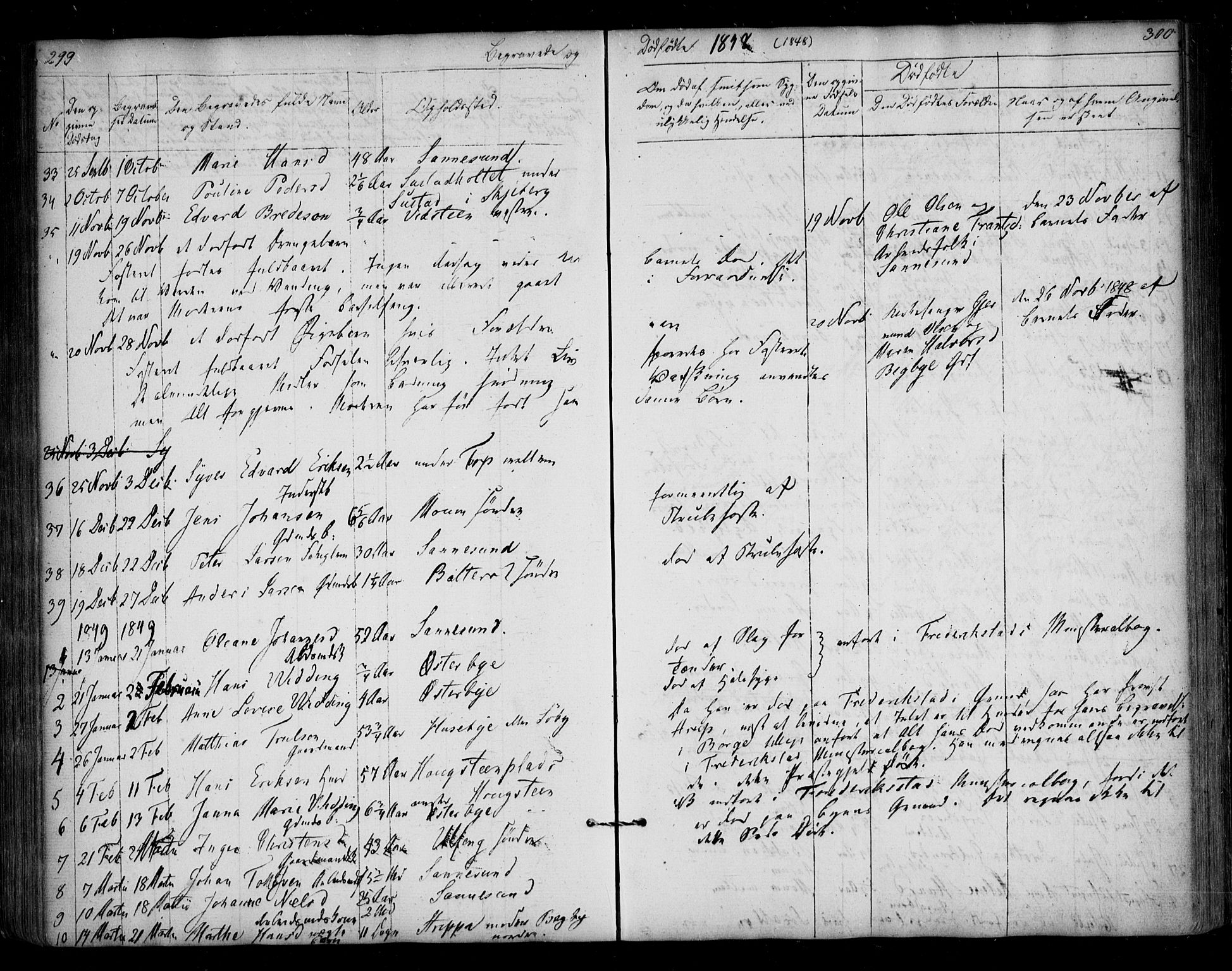 Borge prestekontor Kirkebøker, AV/SAO-A-10903/F/Fa/L0005: Parish register (official) no. I 5, 1848-1860, p. 299-300