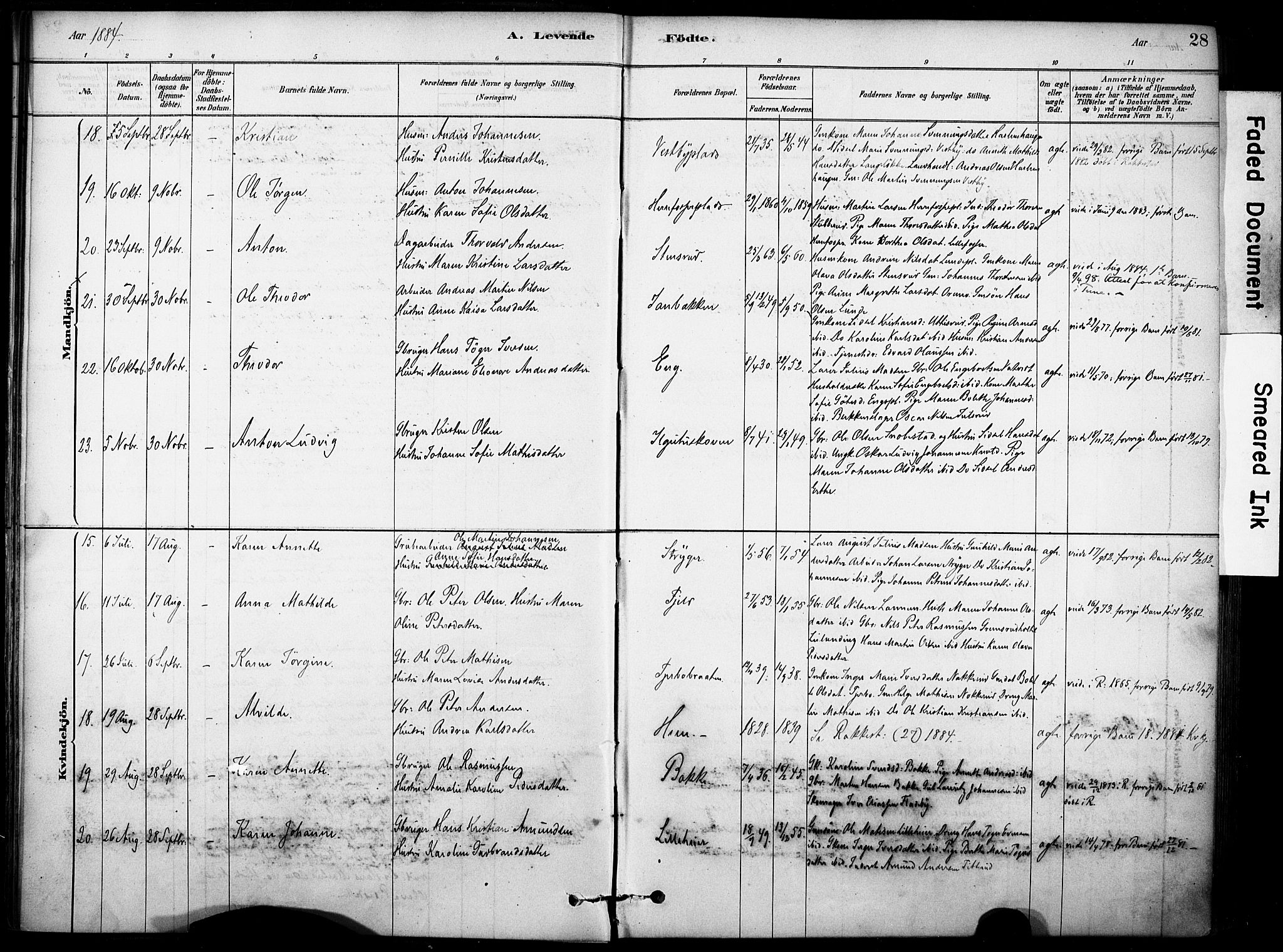 Rakkestad prestekontor Kirkebøker, AV/SAO-A-2008/F/Fb/L0001: Parish register (official) no. II 1, 1878-1899, p. 28