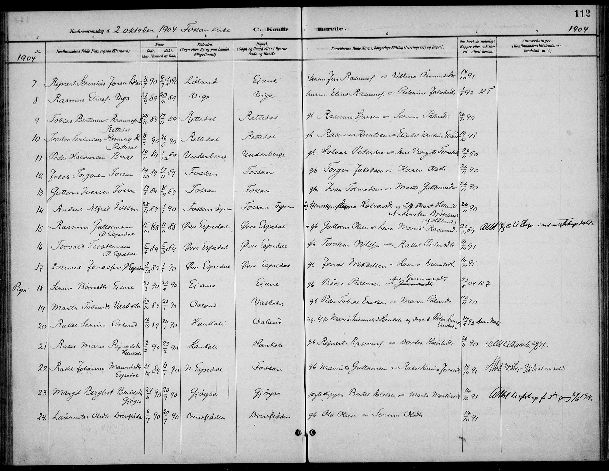 Høgsfjord sokneprestkontor, SAST/A-101624/H/Ha/Haa/L0007: Parish register (official) no. A 7, 1898-1917, p. 112