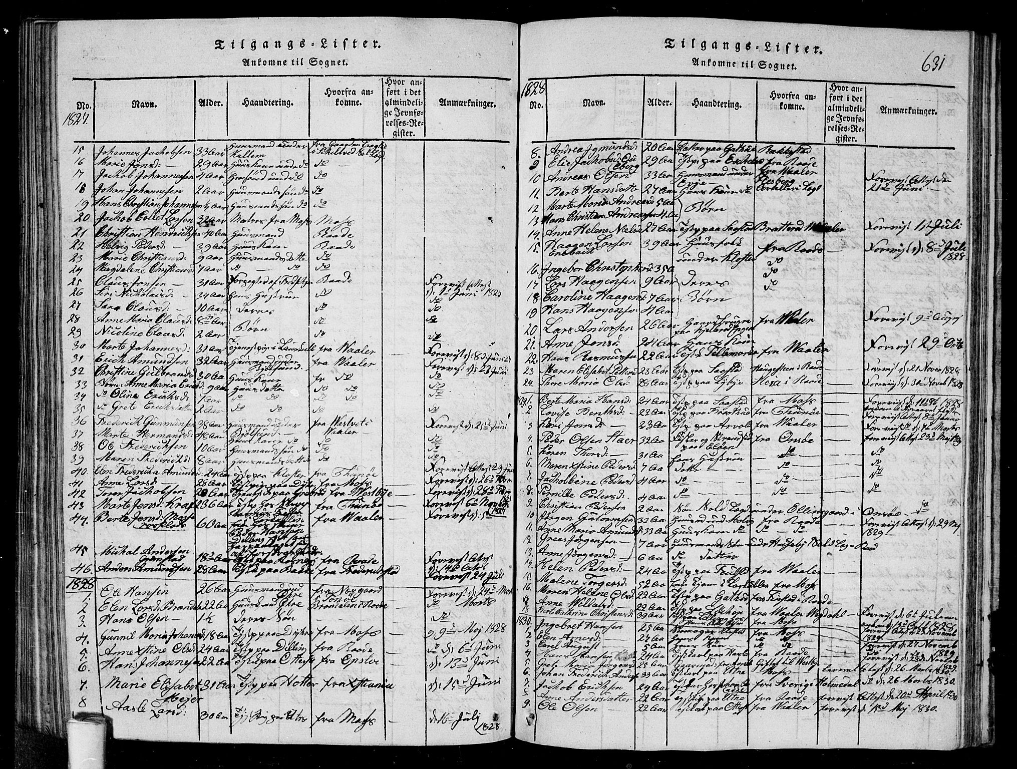 Rygge prestekontor Kirkebøker, AV/SAO-A-10084b/G/Ga/L0001: Parish register (copy) no. 1, 1814-1871, p. 630-631