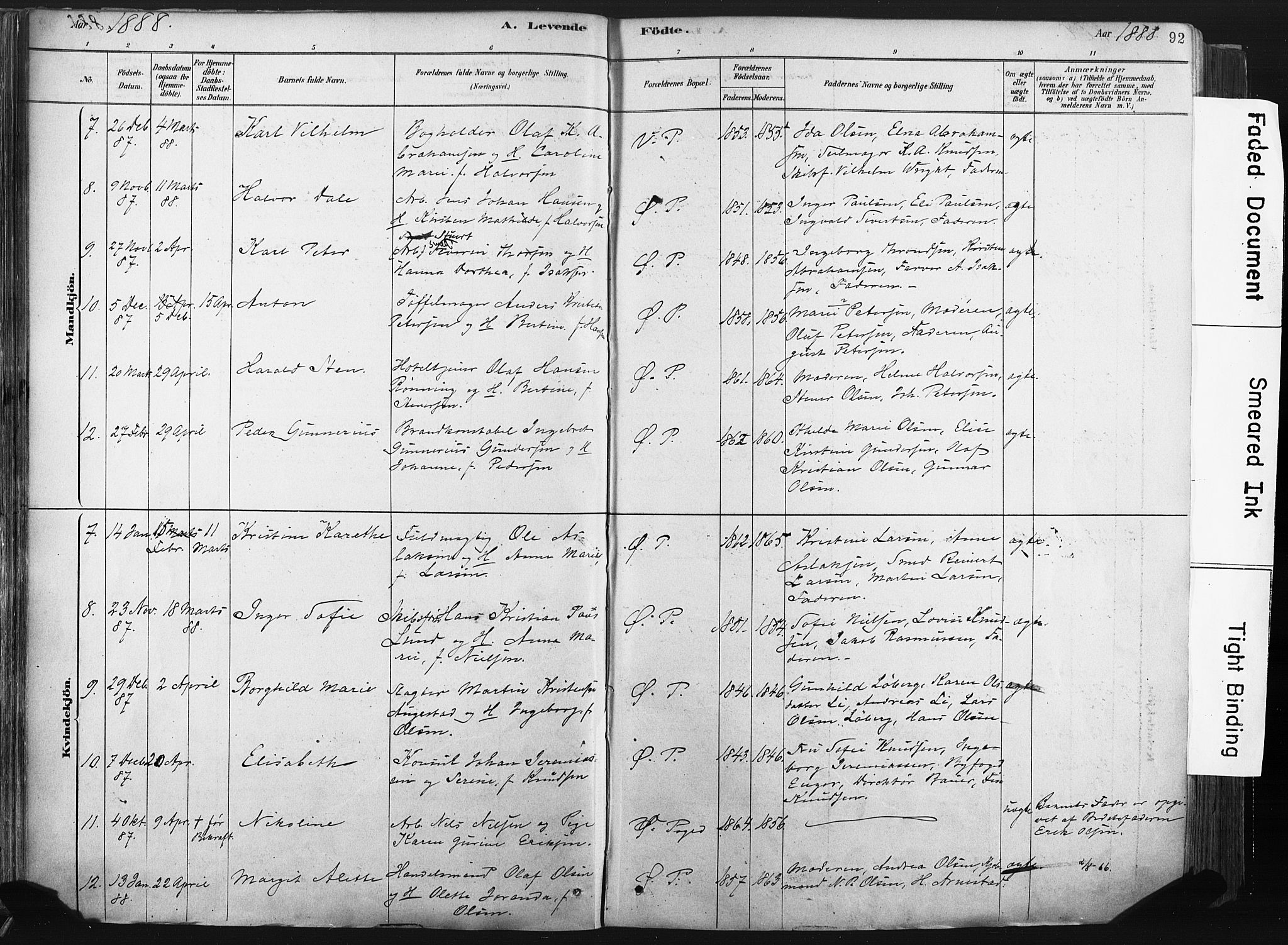 Porsgrunn kirkebøker , SAKO/A-104/F/Fa/L0008: Parish register (official) no. 8, 1878-1895, p. 92