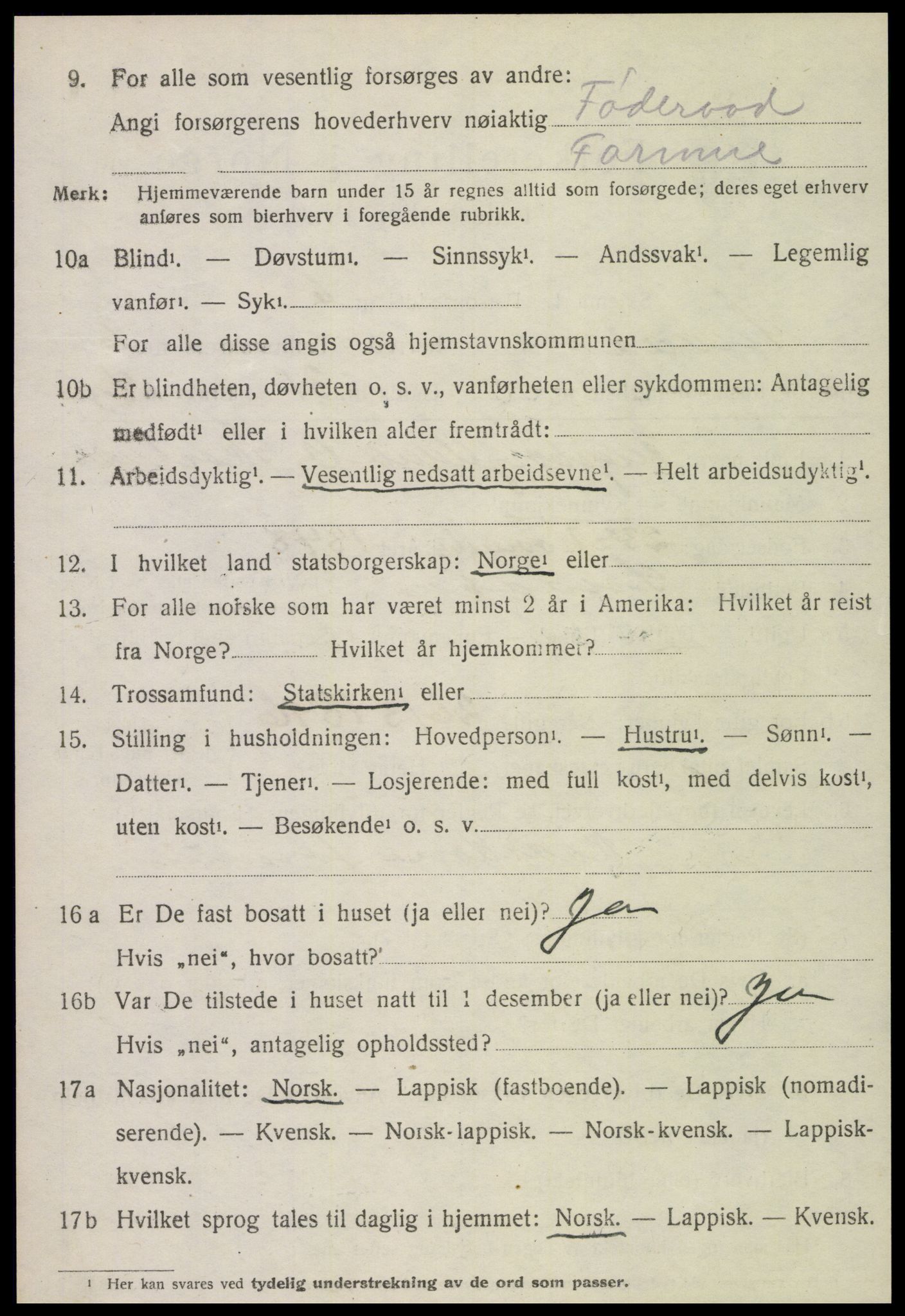 SAT, 1920 census for Snåsa, 1920, p. 2901