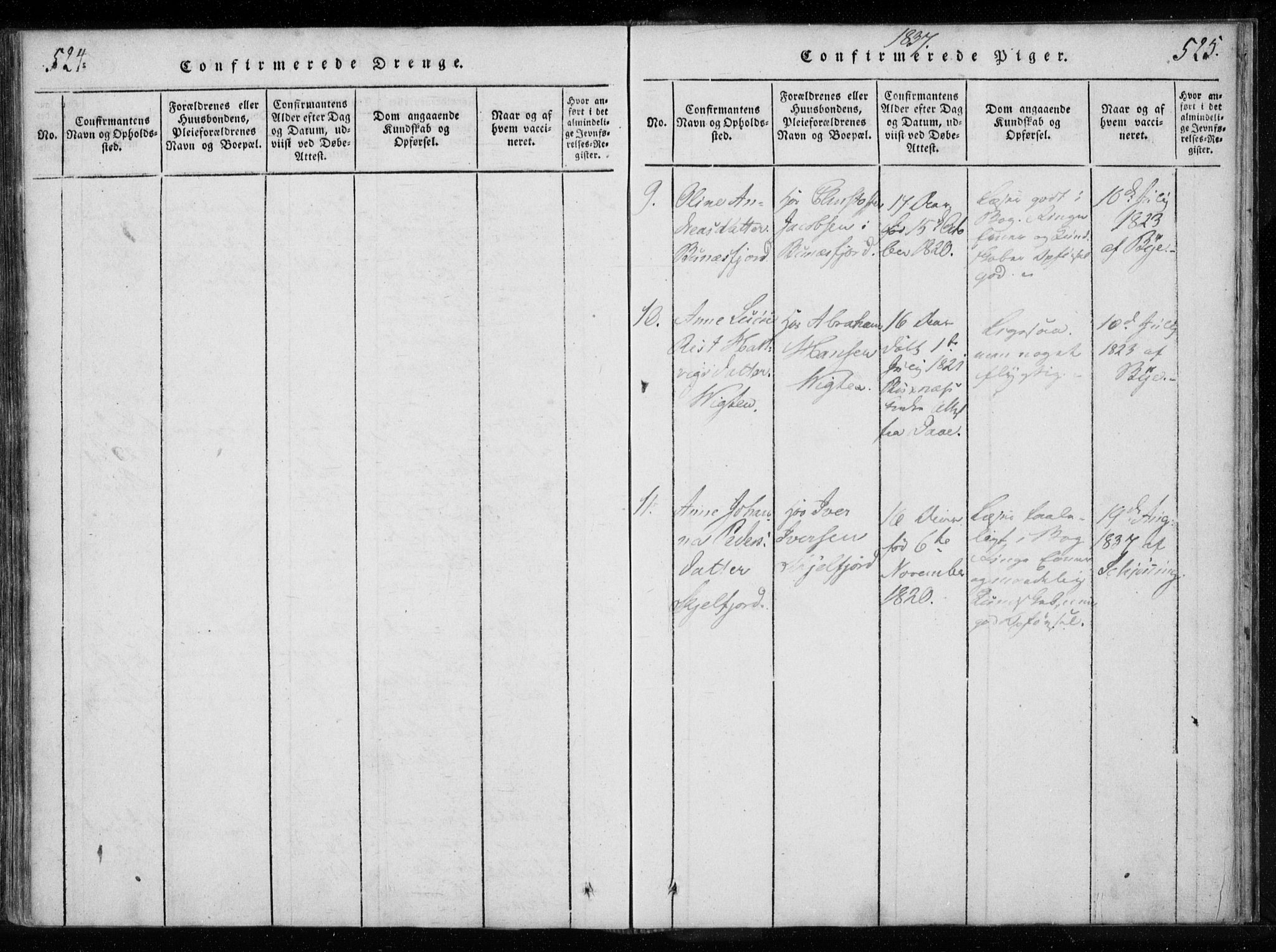 Ministerialprotokoller, klokkerbøker og fødselsregistre - Nordland, AV/SAT-A-1459/885/L1201: Parish register (official) no. 885A02, 1820-1837, p. 524-525