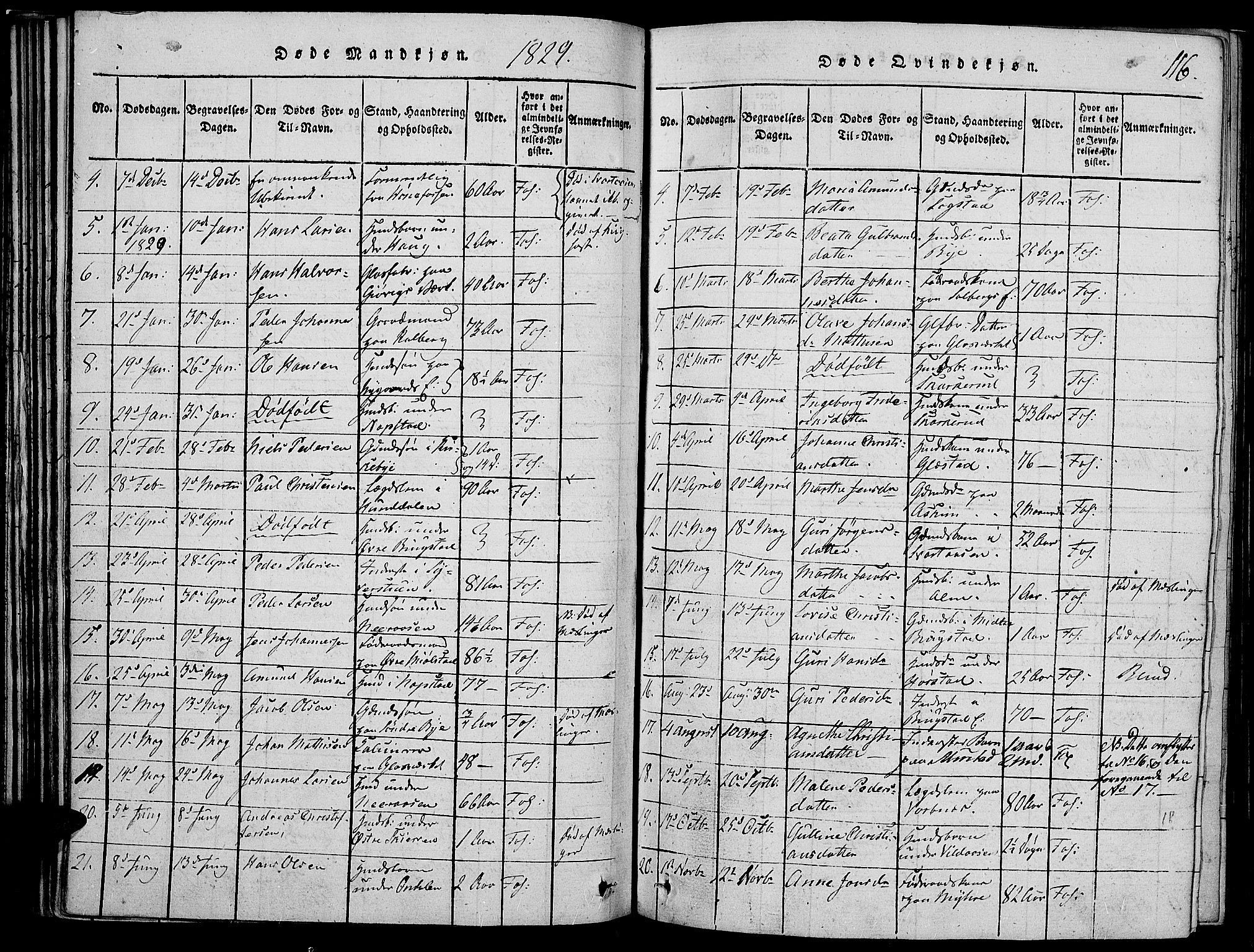 Vardal prestekontor, SAH/PREST-100/H/Ha/Haa/L0004: Parish register (official) no. 4, 1814-1831, p. 116