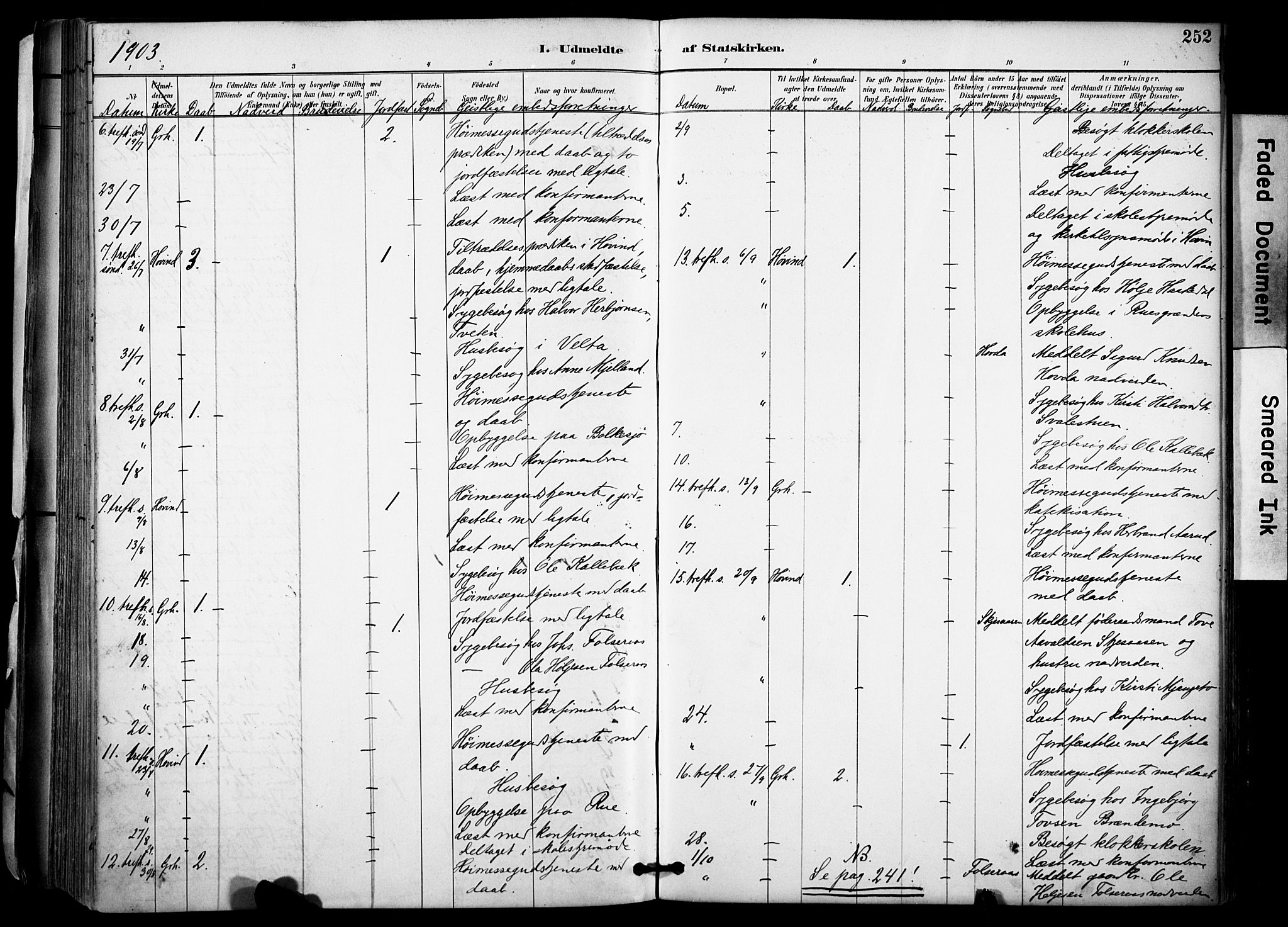 Gransherad kirkebøker, AV/SAKO-A-267/F/Fa/L0005: Parish register (official) no. I 5, 1887-1916, p. 252