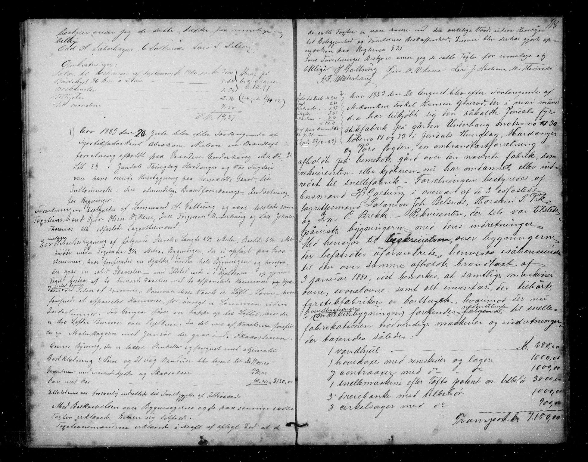 Lensmannen i Jondal, SAB/A-33101/0012/L0001: Branntakstprotokoll, 1846-1885, p. 117b-118a