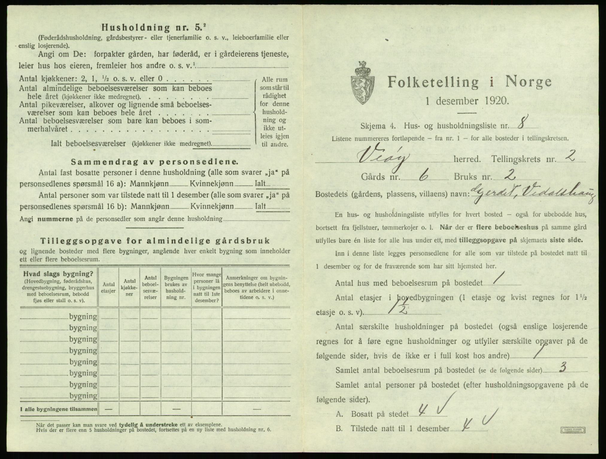 SAT, 1920 census for Veøy, 1920, p. 143