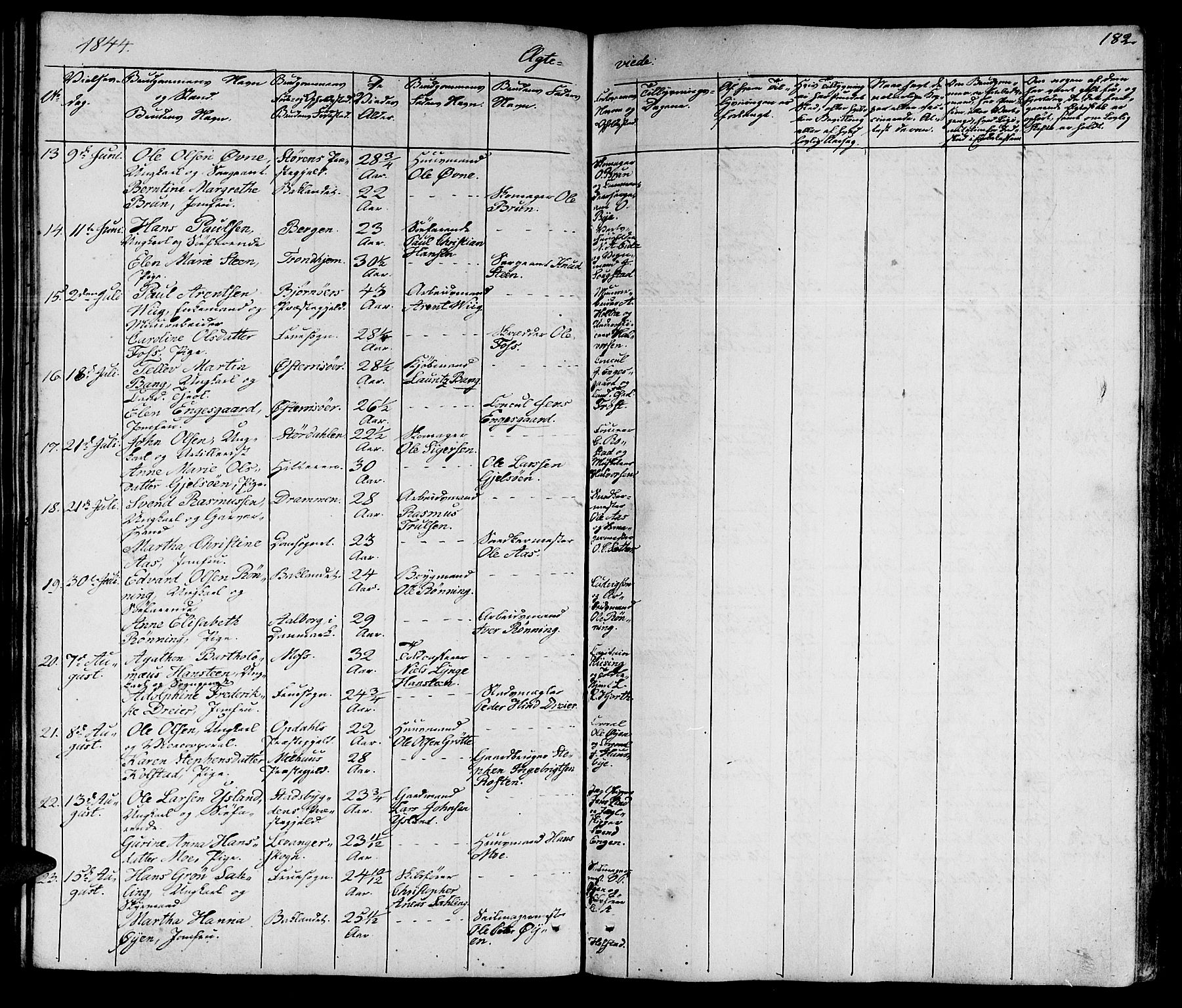 Ministerialprotokoller, klokkerbøker og fødselsregistre - Sør-Trøndelag, AV/SAT-A-1456/602/L0136: Parish register (copy) no. 602C04, 1833-1845, p. 182