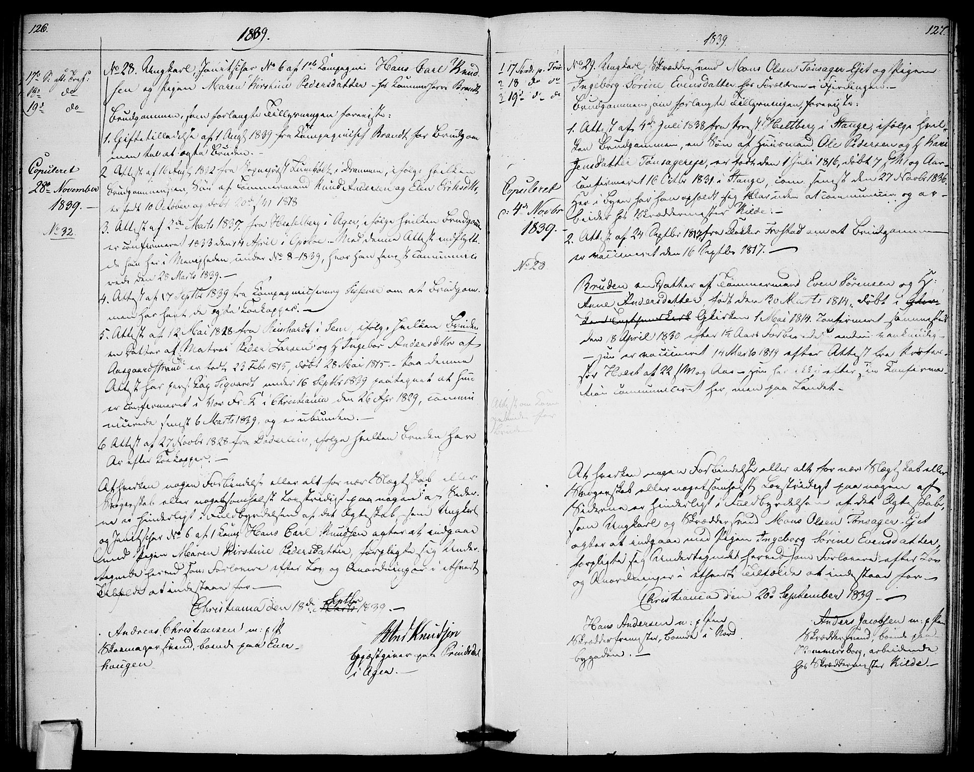 Garnisonsmenigheten Kirkebøker, AV/SAO-A-10846/H/Ha/L0003: Banns register no. I 3, 1835-1840, p. 126-127