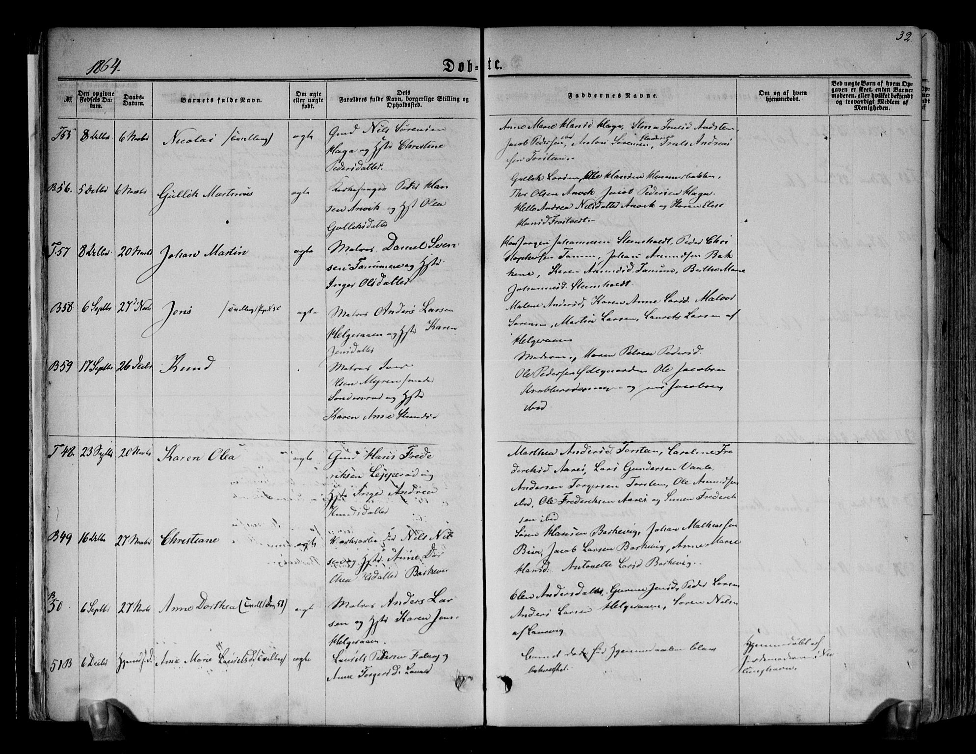 Brunlanes kirkebøker, AV/SAKO-A-342/F/Fa/L0005: Parish register (official) no. I 5, 1862-1877, p. 32