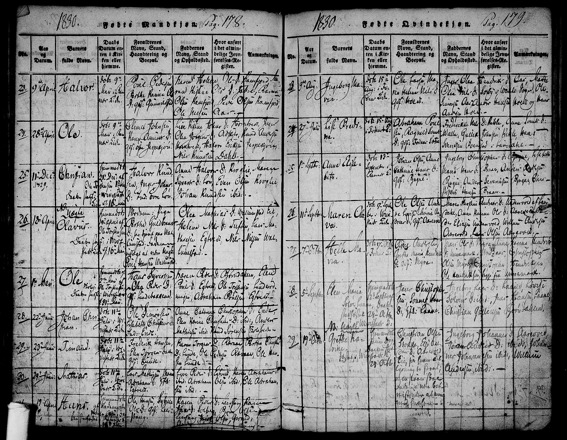 Ramnes kirkebøker, AV/SAKO-A-314/F/Fa/L0004: Parish register (official) no. I 4, 1813-1840, p. 178-179