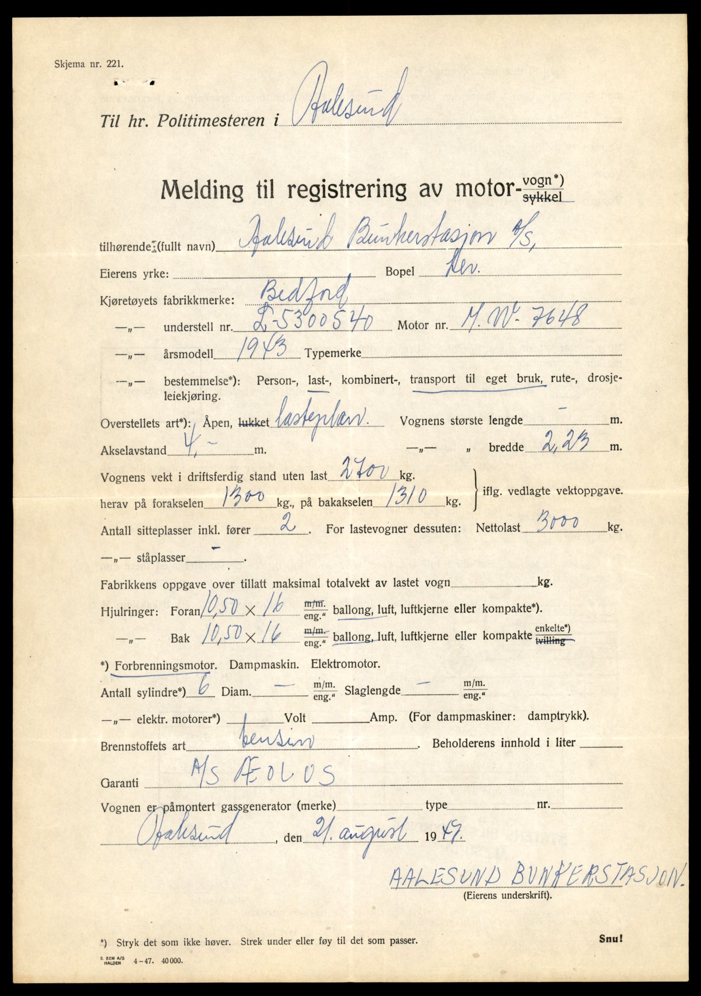 Møre og Romsdal vegkontor - Ålesund trafikkstasjon, AV/SAT-A-4099/F/Fe/L0019: Registreringskort for kjøretøy T 10228 - T 10350, 1927-1998, p. 591